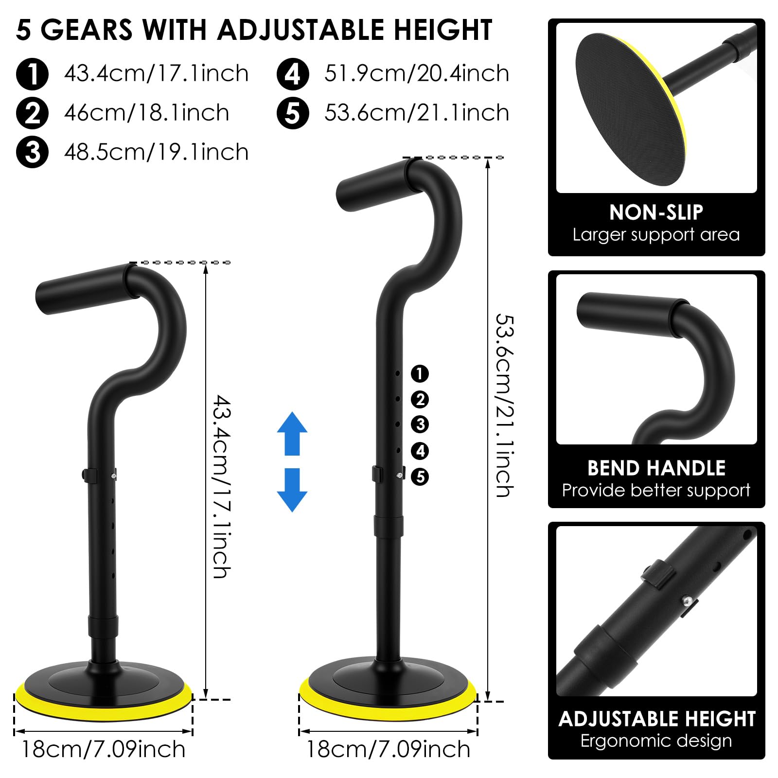 Mobility Aids Tool Device to Help Get up from Floor, Height Adjustable Standing Assist Devices, Stable Elderly Mobility Aids, Multipurpose Standing Mobility Aid for Rising Indoors Gardening Housework
