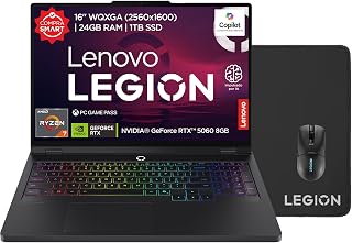 Laptop Lenovo Gamer Legion Pro 5 | 16" OLED WQXGA |AMD Ryzen 7 | 24GB RAM 1TB SSD | GeForce RTX 5060 8 GB | PC con IA + Mouse M300s RGB + Tapete Mouse