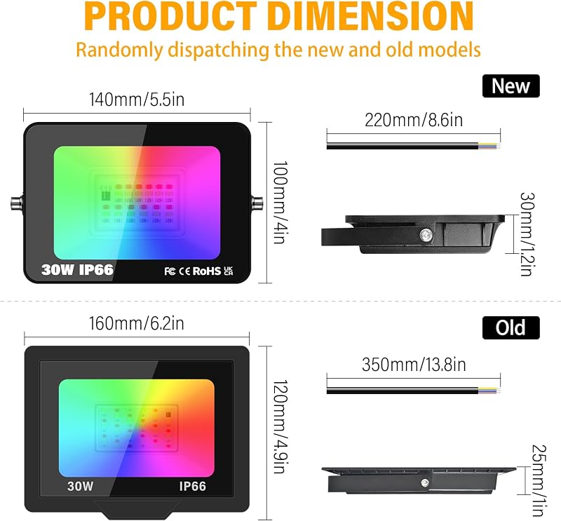 RIGIDON 30W RGB LED reflektor távirányítóval, 16 szín, dimmelhető kerti lámpa