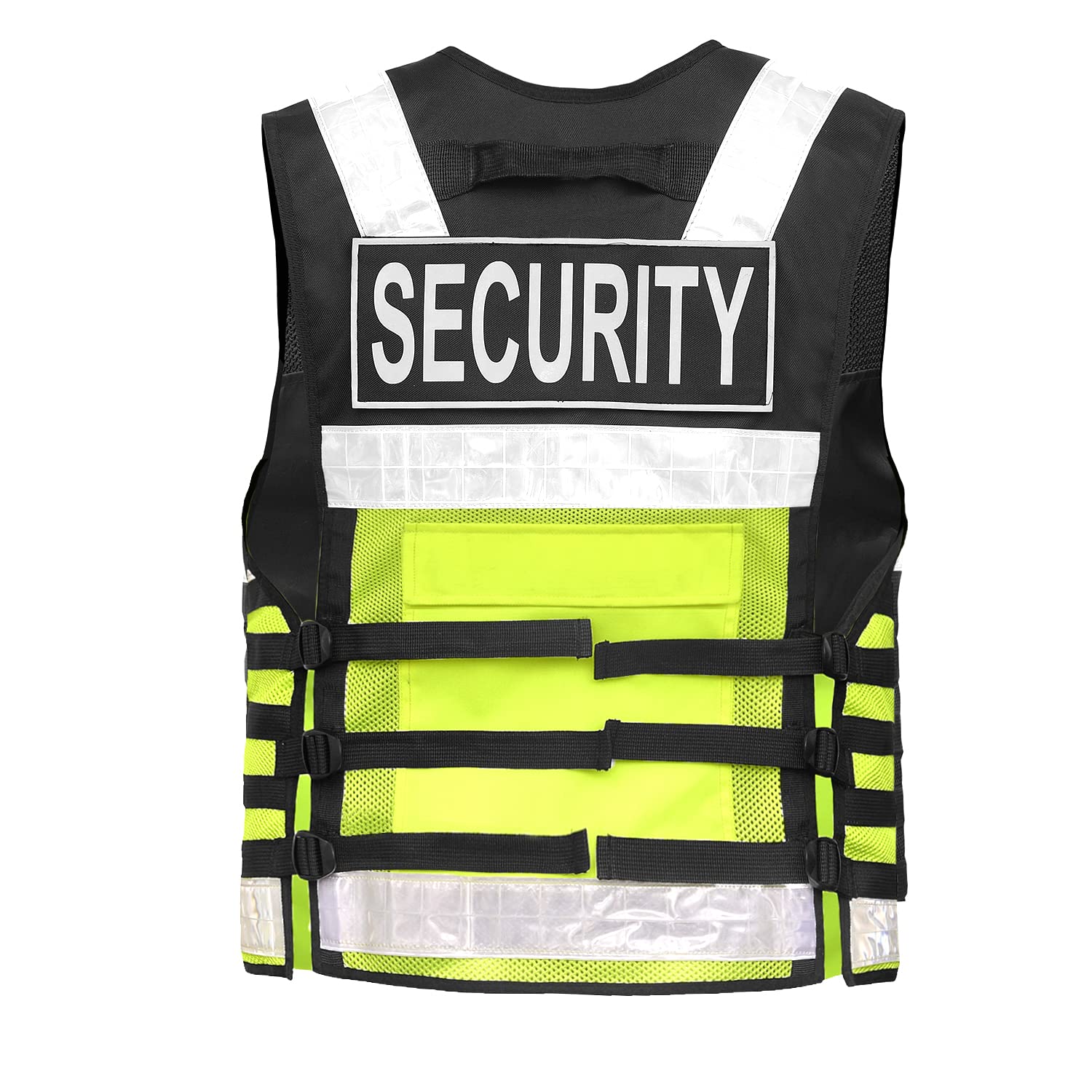 Pielini Sicherheitsweste Security Schwarz Gelb 306 & Leiste & Security | Multifunktionsweste, Reflektierend, Werkschutz, mit Leiste