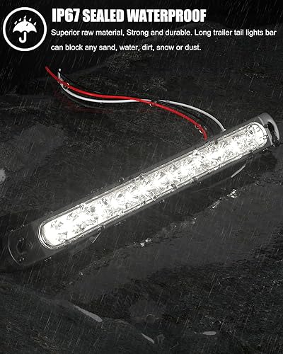 Miniatura 5 de PSEQT Barra de luz LED de 10 pulgadas para remolque, marcha atrás, luces traseras blancas, tira de luces traseras LED, montaje impermeable para