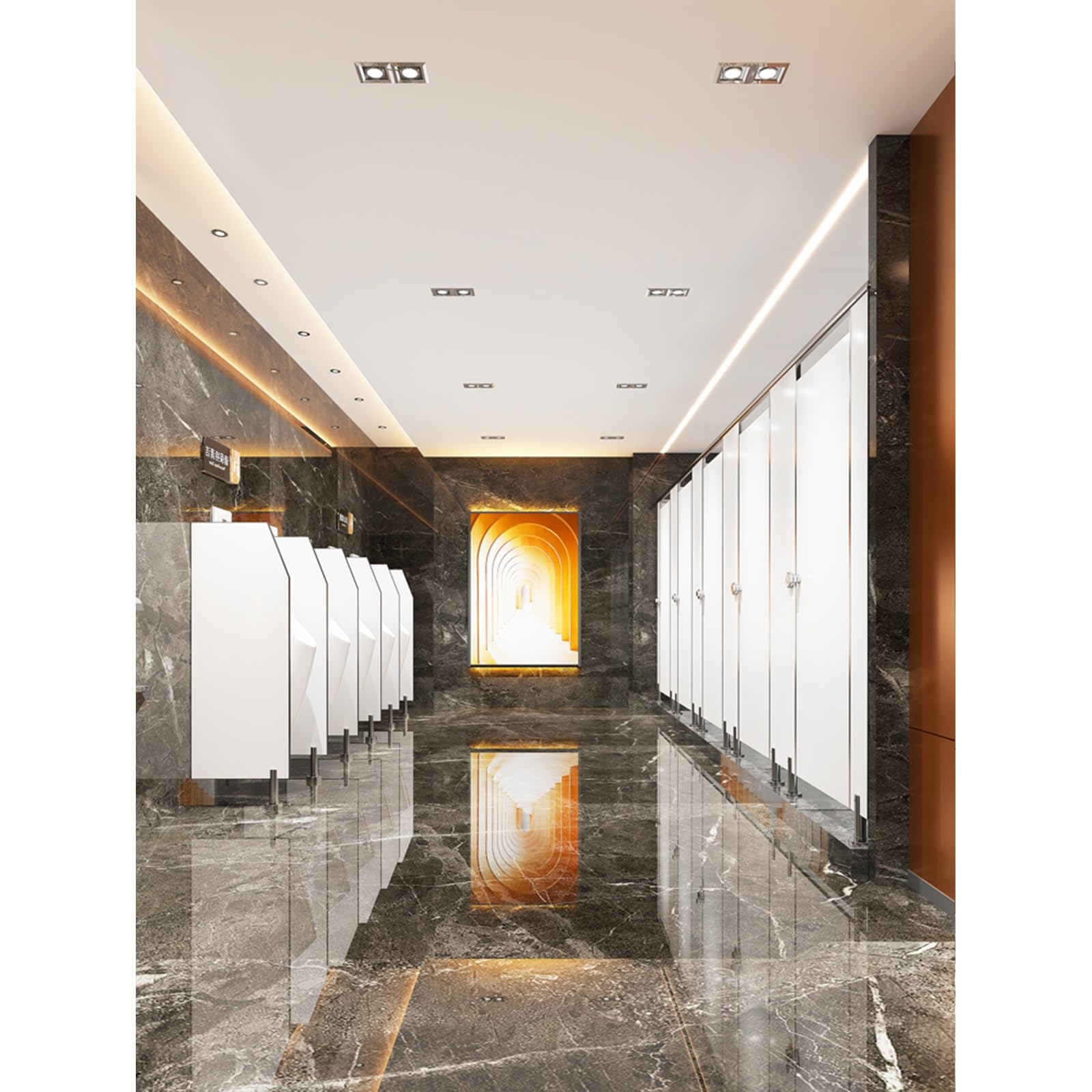 Mampara divisoria para urinario en baños públicos con herrajes de Acero Inoxidable, Pantalla de privacidad para oficinas, supermercados y centros comerciales.