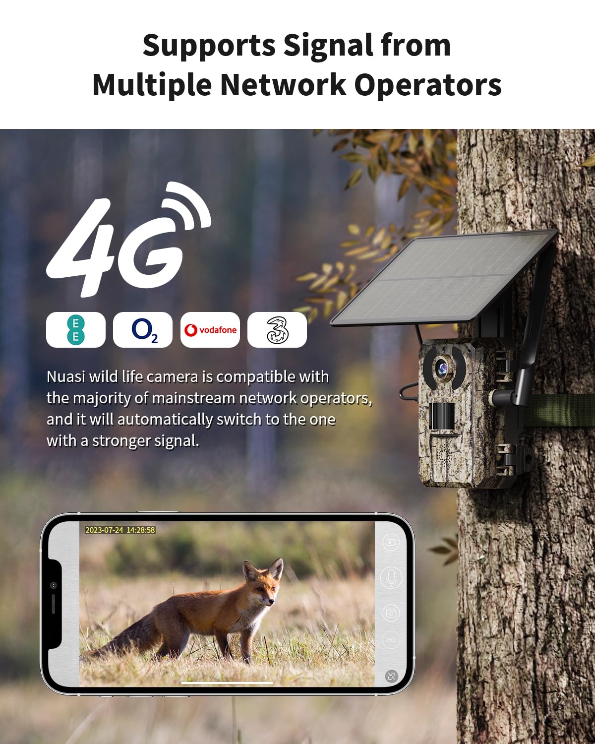 DEATTI Solare Fotocamera Da Caccia 4G LTE Con App E Scheda SD 64G Fototrappola Con Sim Velocità - Foto 12
