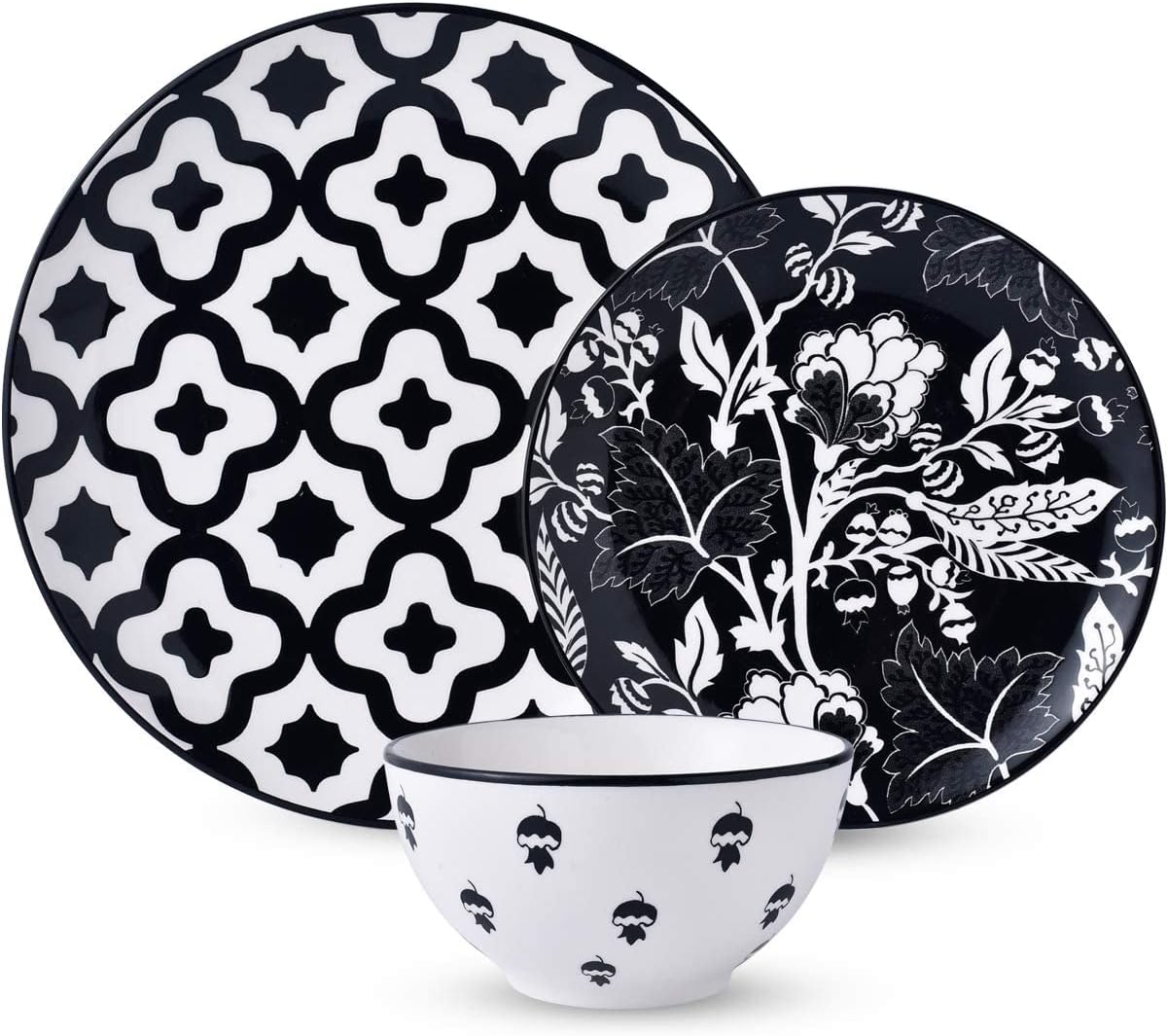Thyme & Table Dinnerware Black & White Medallion Stoneware
