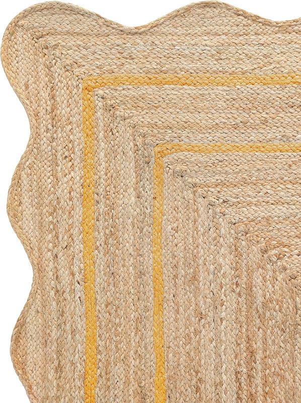Tappeto decorativo per camera da letto Boho con bordo giallo, 9 x 4 m