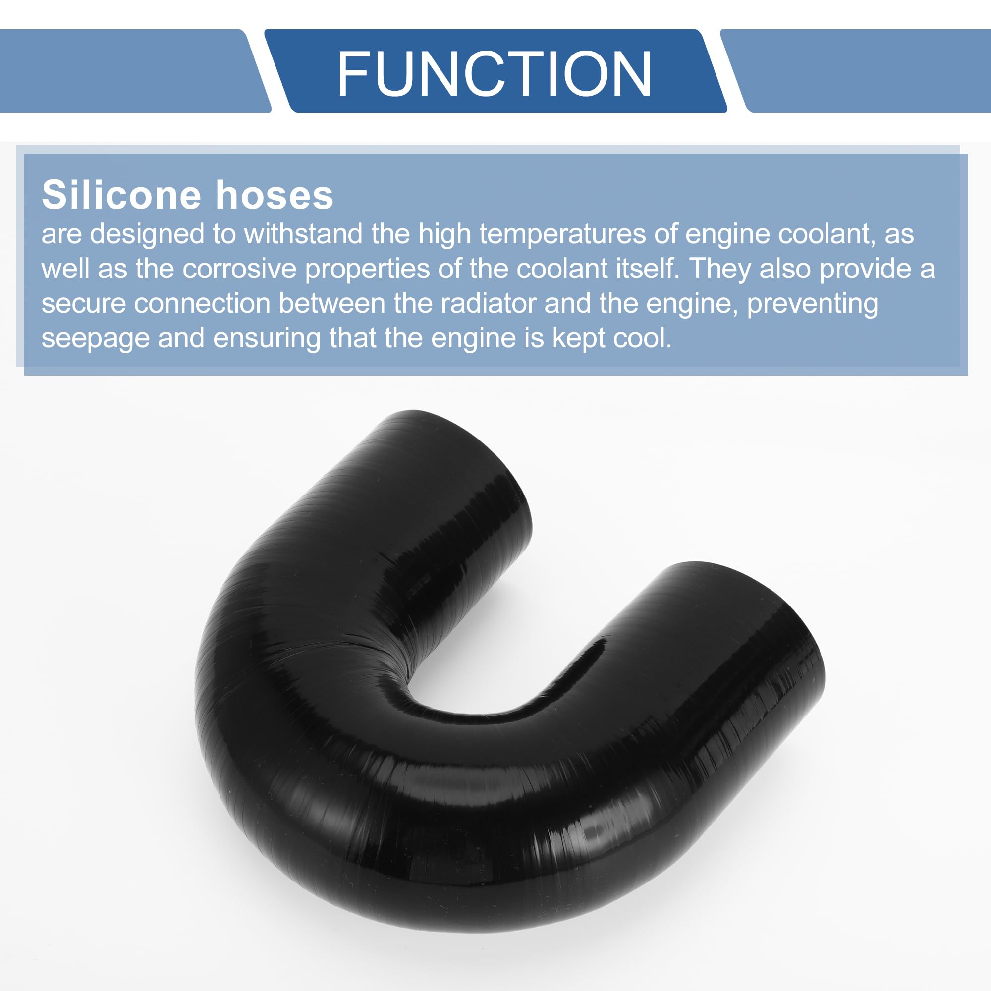 A ABSOPRO Tubo Flessibile In Silicone Nero 1 Pz 180 Gradi Universale | Diametro Interno 60mm, Lunghezza 120mm, Gradi 180°, Spessore 5mm, Per Olio Motore, Freni, Antigelo