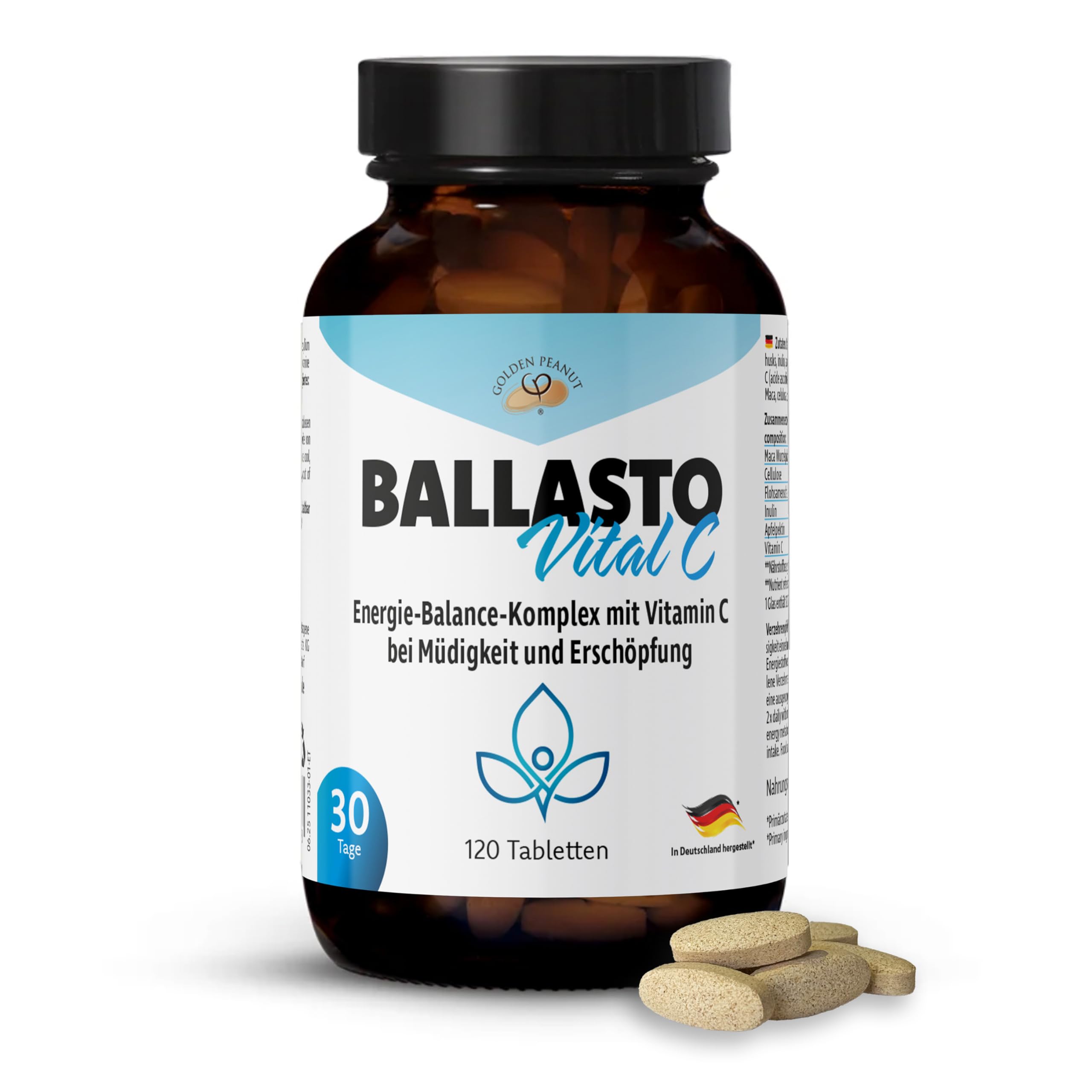 GOLDEN PEANUT BallastoVital C Tabletten mit Flohsamen & Pektin 3x120 Stück