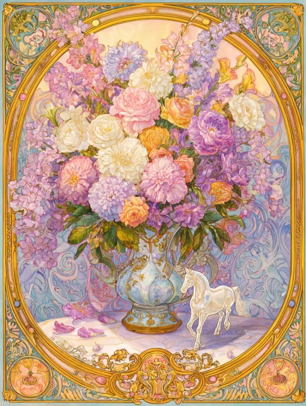 Henypt Cross Stitch Kits Colorful Flowers DIY Arts Aand Craft Kit for Beginners The Elderly with Accessories Home & Leisure/Gifts 14CT 50x70cm