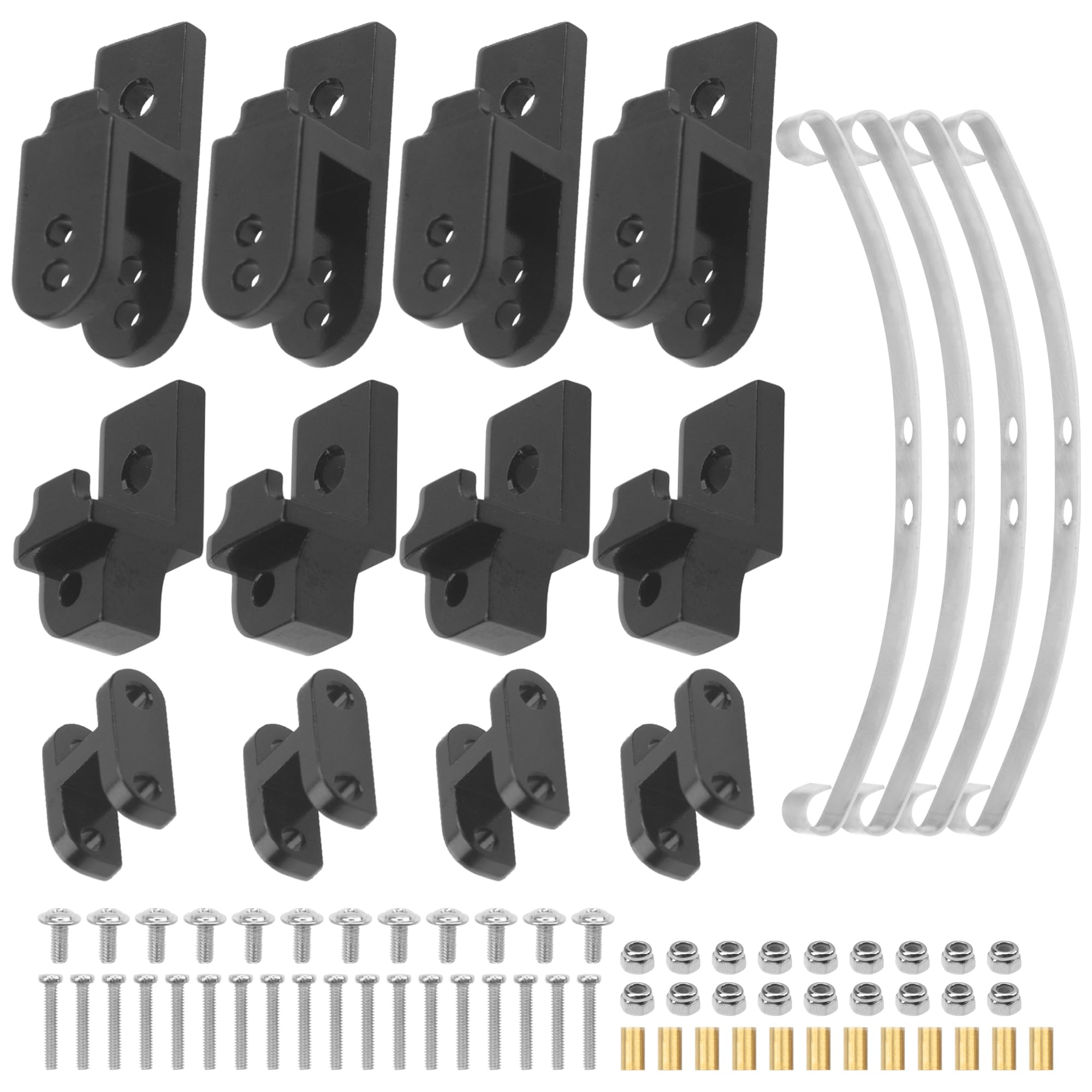 ShareGoo Hard Leaf Spring Suspension Steel Bar Kit Compatible with WPL B1 B14 B16 B24 C14 C24 B16 4x4 6x6 1/16 RC Car (Black 4WD)