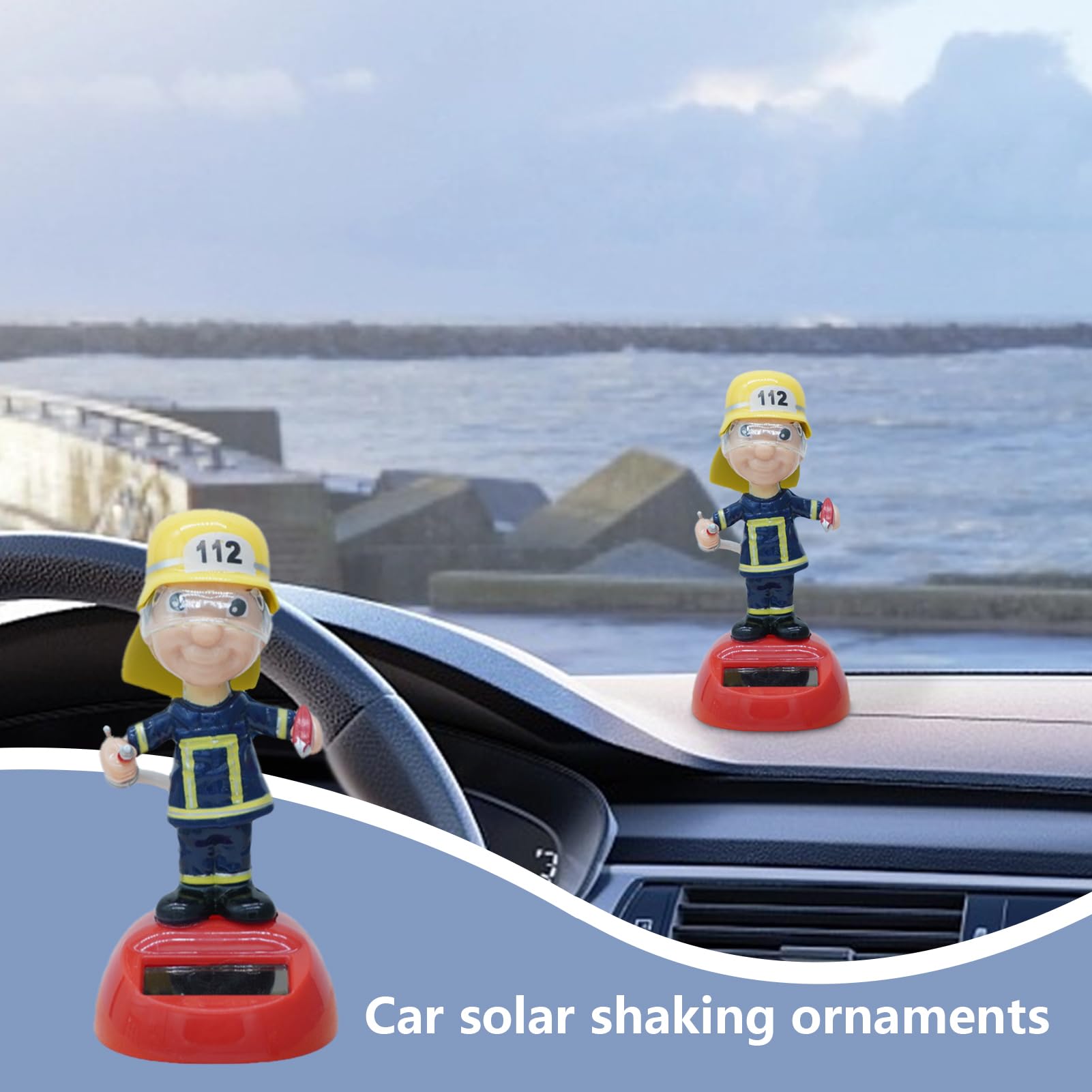 Statuetta del pompiere - Statuetta danzante a energia solare, giocattolo con bolle oscillanti, novità figure da ballo ad energia solare | Per scrivania, davanzale, decorazione cruscotto auto, interno
