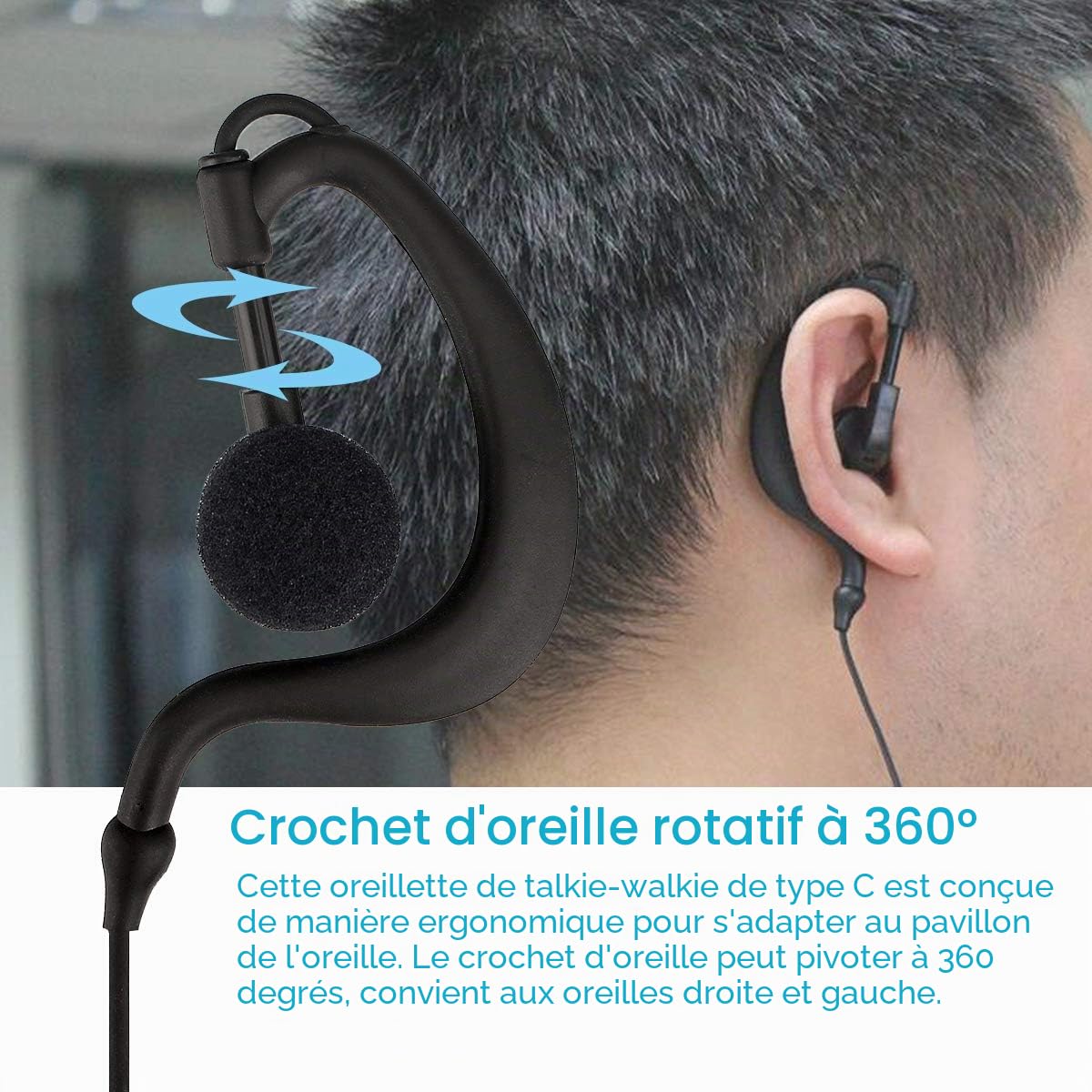 Retevis Talkie Walkie Écouteur, Forme G Casque à Crochet d'oreille, Oreillette Compatible avec BaoFeng JUCJET Kenwood RT24 RT27 RT668 RT619 Convient pour la Sécurité, Les Concours etc(2 Pcs)