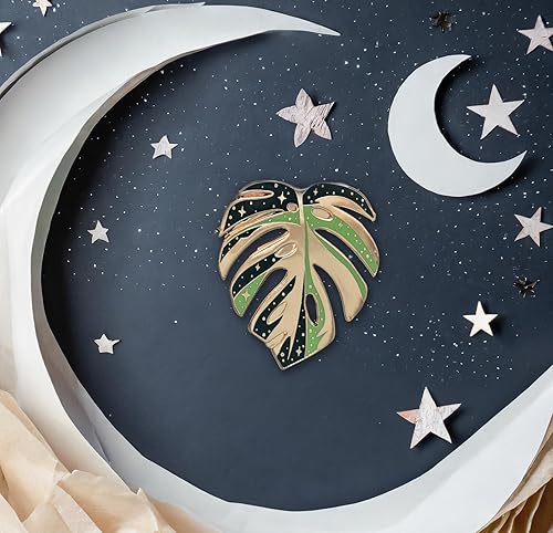 Miniatura 6 de EL ORIGINAL - Pin de Solapa Monstera Deliciosa Thai Constellation Variegada, Albo Variegata, Regalos de Plantas, Pin de Hoja de Planta Esmaltada