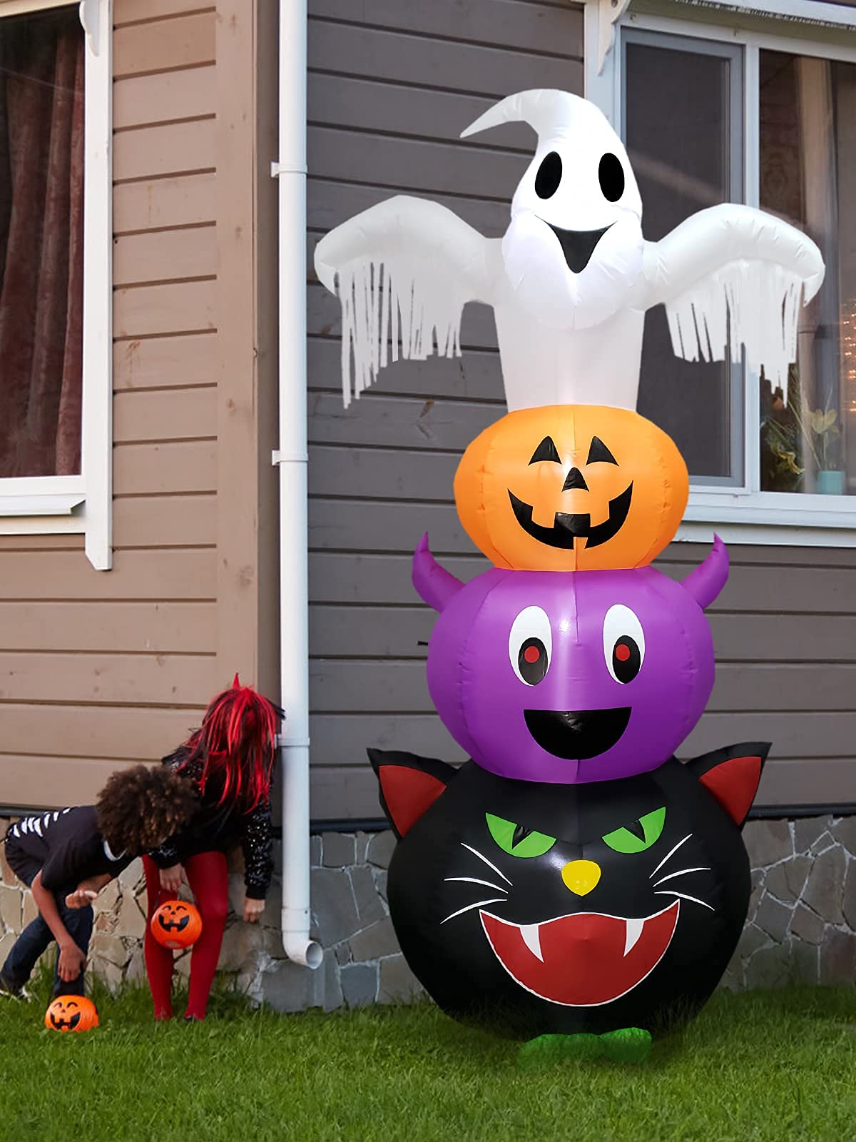 8FT Fantasmi Zucche Gonfiabili Halloween Decorazioni, Kalolary Ghost Gonfiabile di Halloween con luci a LED incorporati Gonfiabili Decorazioni per feste all'aperto per interni ed esterni