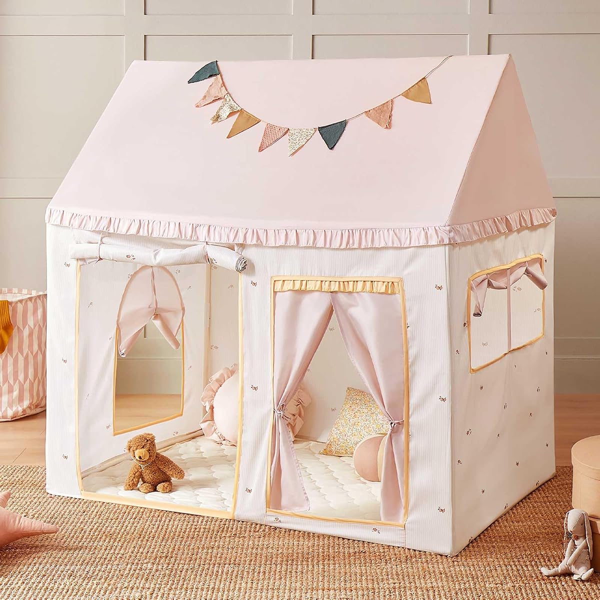 Kids Play Tent with Mat, Indoor Playhouse, 52" x 35" x 53" | Modern Home Design, Soft Mat For Added Comfort, Cozy Indoor Play Space, Ideal Gift For Kids Ages 3+, Playroom Décor