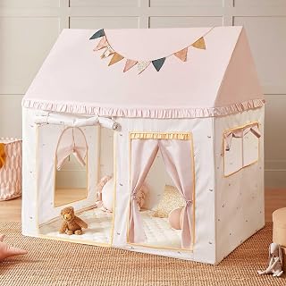 TinyLand Pink Kids Play Tent with Mat - Spacious Toddler Playhouse for Girls 3+, Indoor Fun Hideaway Gift