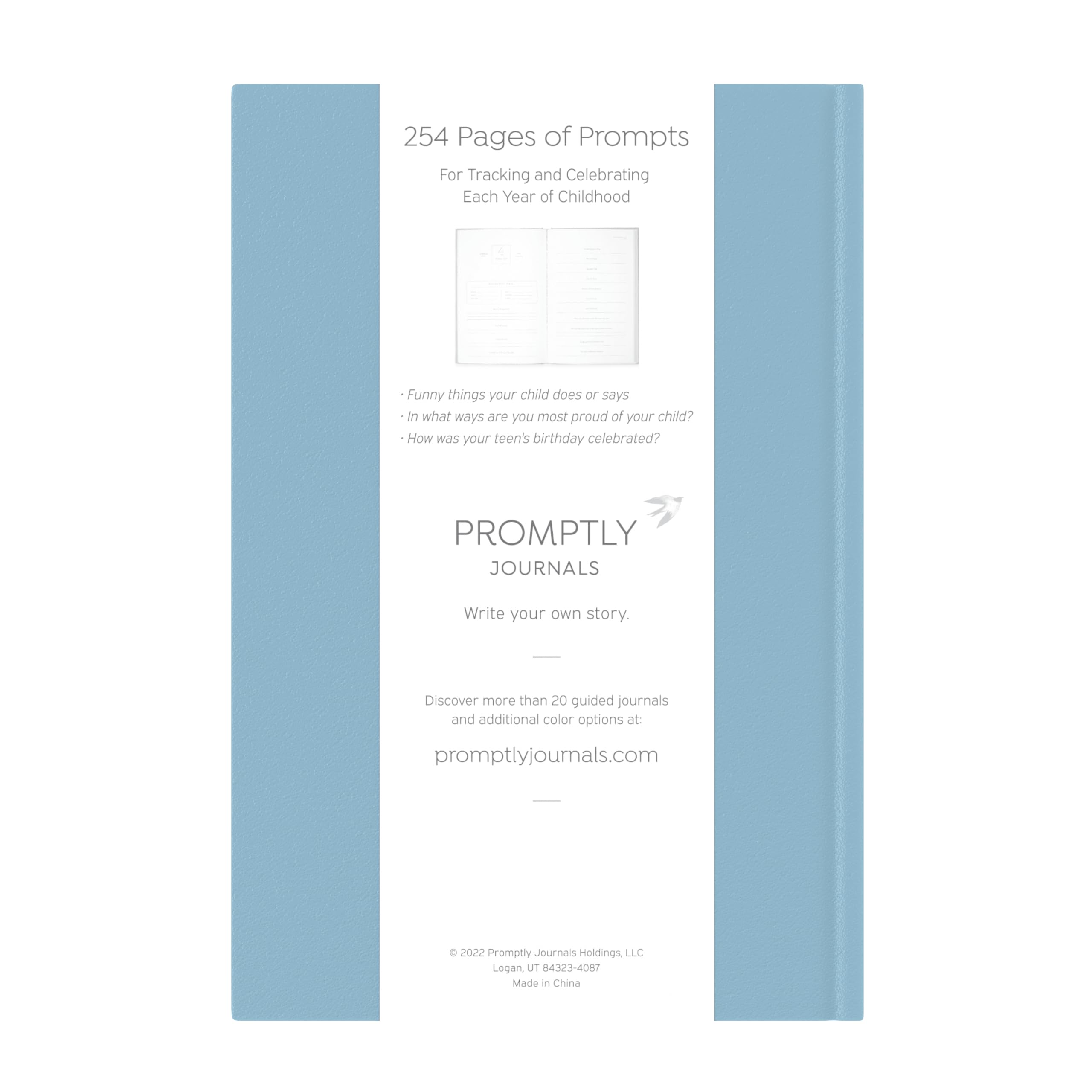 Promptly Journals, Una storia completa dell'infanzia: dalla gravidanza ai 18 anni (blu polvere) | libro per bambini e diario di gravidanza | Libro dei ricordi per bambini