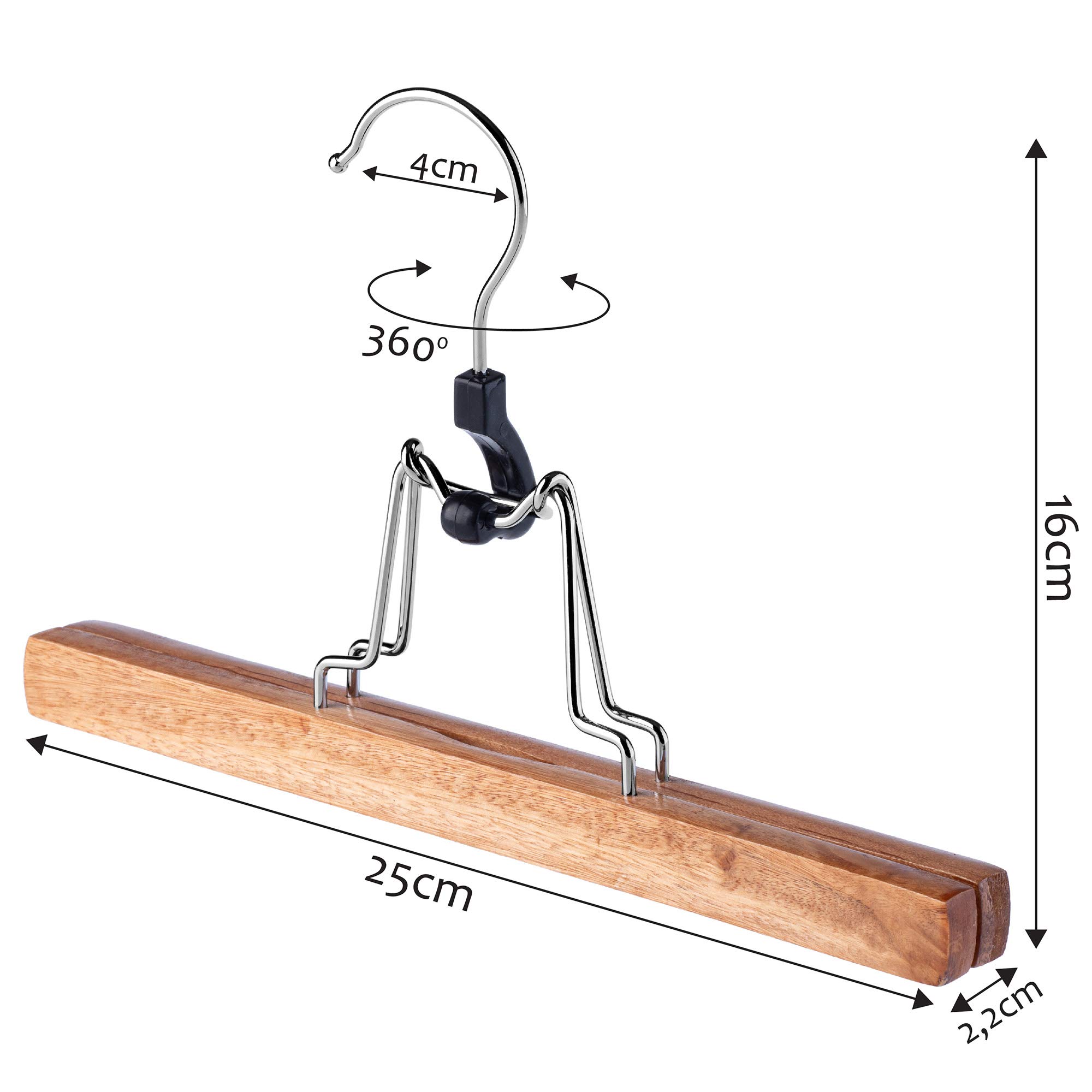KADAX Perchas de Madera para Pantalones de Ropa, Pantalones, Falda, tensores de Pantalones, Falda, Falda, Falda, Tensor de Falda, Gancho Giratorio de 360° de Metal, Antideslizante (12)