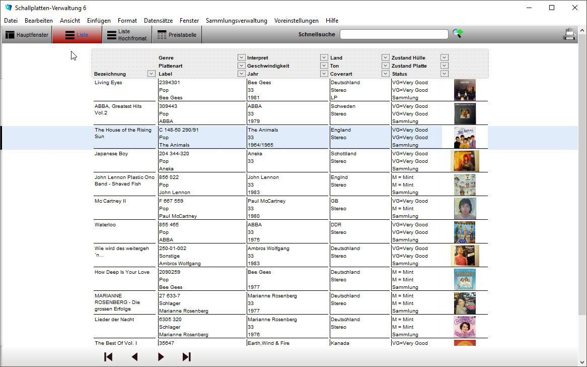 GS Schallplatten-Verwaltung 6 - Software zur Verwaltung Ihrer Schallplattensammlung - Datenbank Programm zur Verwaltung von Schallplatten