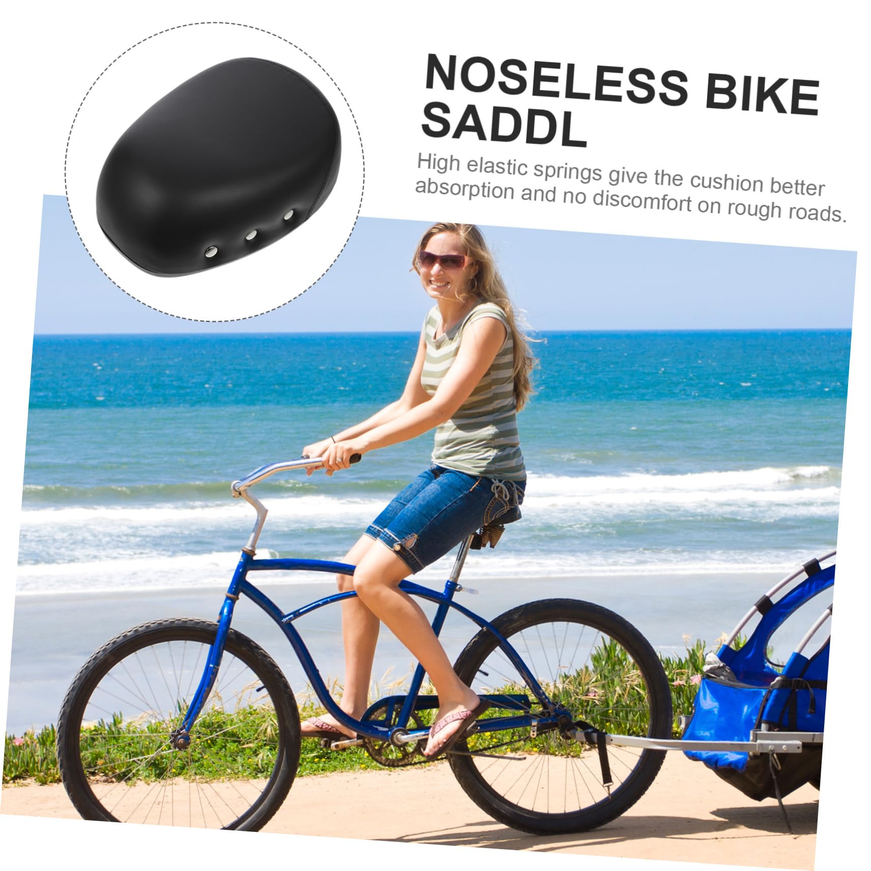 YARNOW Coussin vélo sans Nez pédales rembourré Selle en Gel pour vélos poignées pôle siège de vélo à Haute élasticité Selle de vélo sans Nez Selle de Voiture électrique Black