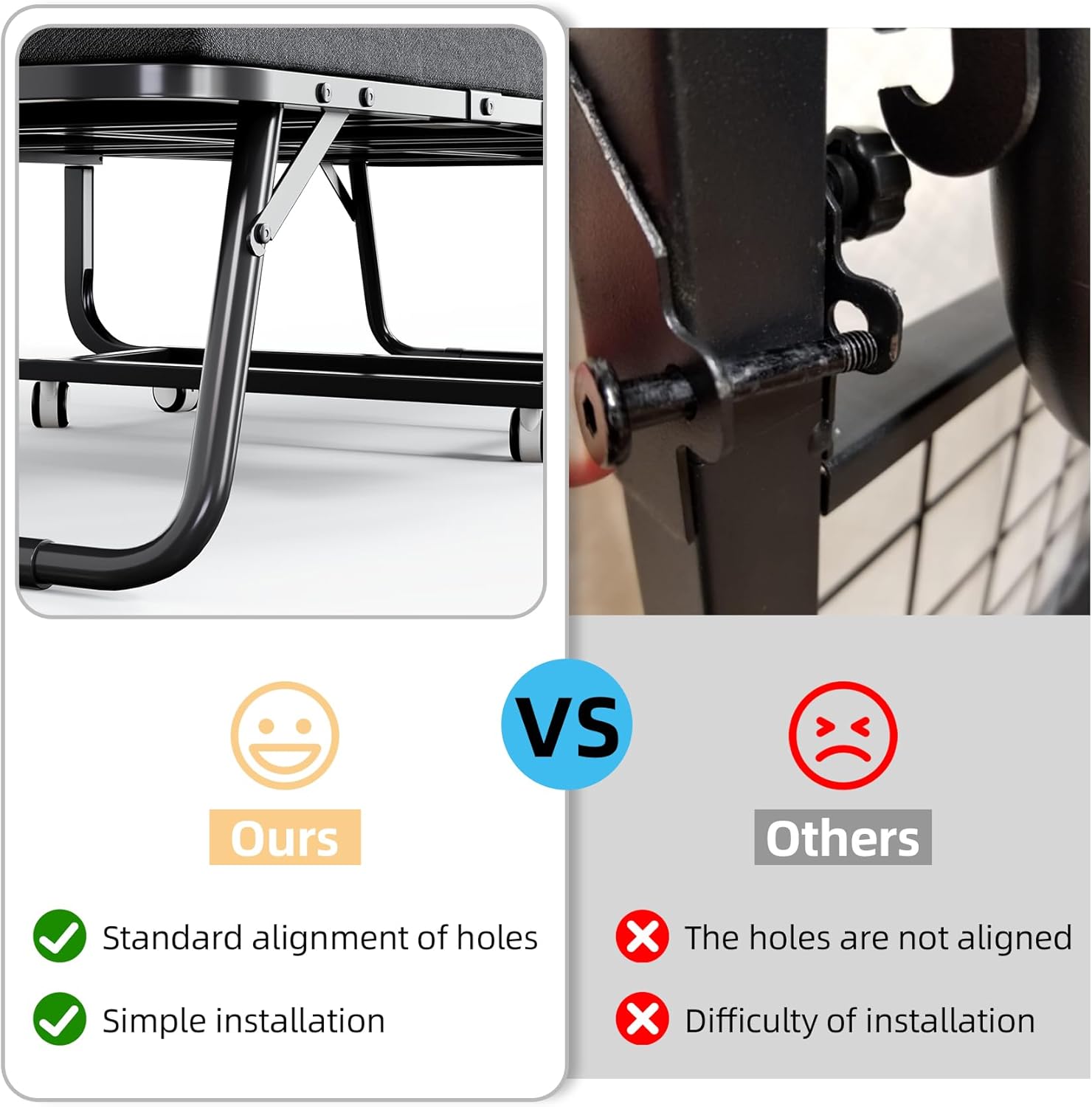 CAIYUN Folding Bed with Mattress, Portable Rollaway Bed for Adults - Foldable Cot Size Bed Frame with 5" Memory Foam Mattress and Storage Cover, Guest Day Bed with Metal Fold Up Bed on Wheels, 75"x31" - Image 5