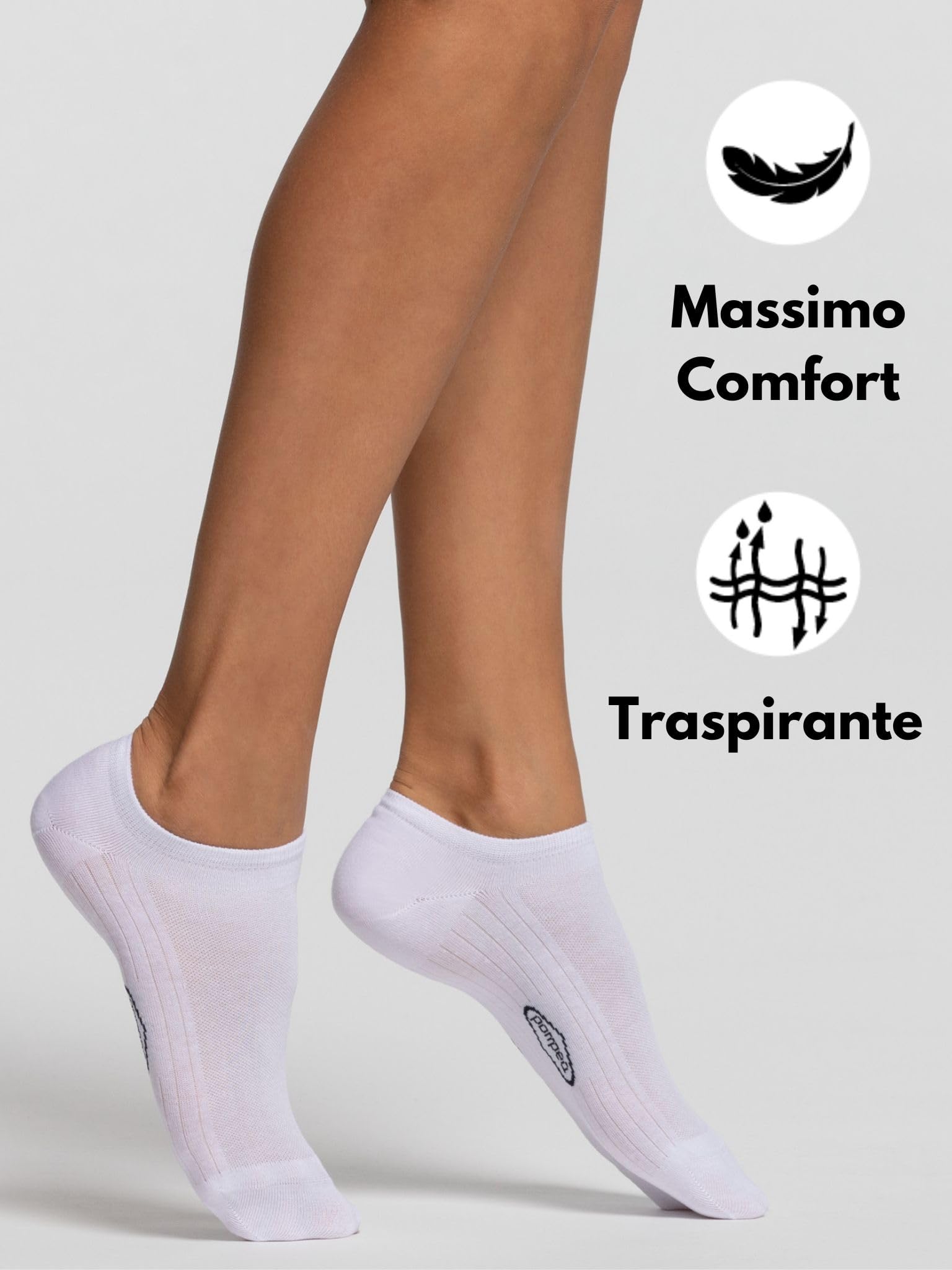 POMPEA Damskie bawełniane stopki, Bianco (Bianco 0024), 39 (3 sztuki)