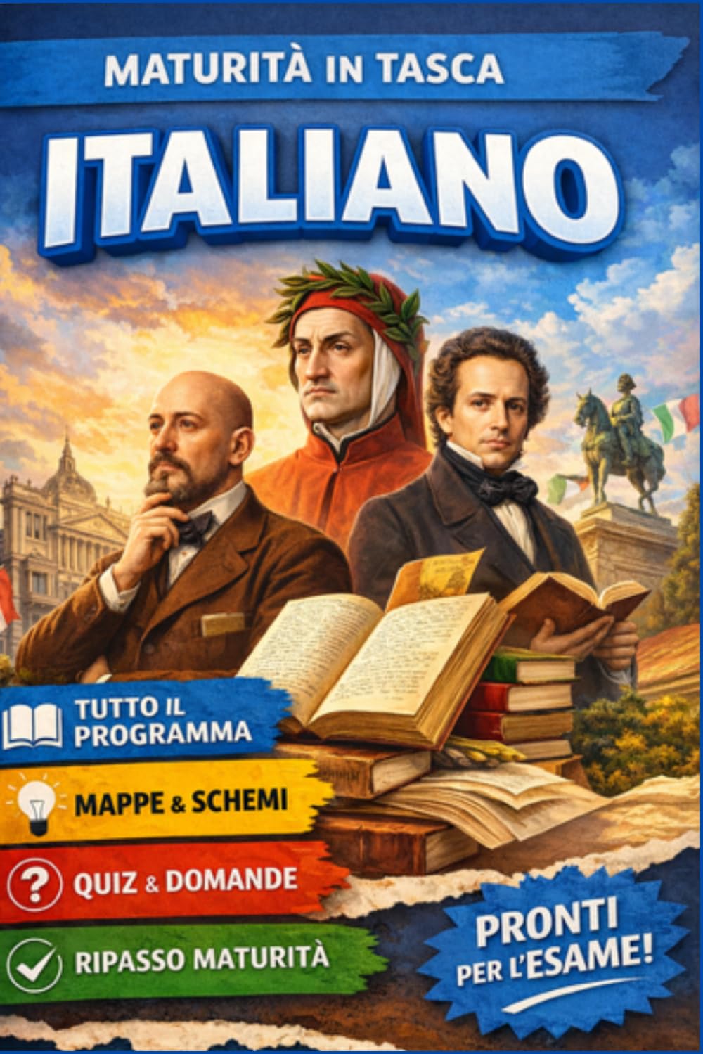 Maturità in Tasca - Italiano: Il ripasso completo per la maturità: schemi DSA con immagini, riassunti chiari e 150 domande tipo esame di Stato