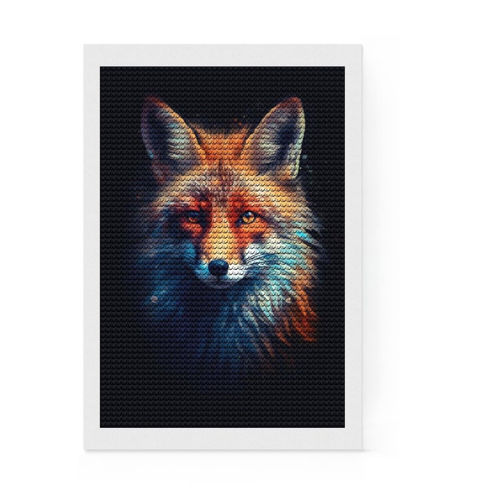 Junmoney Fox Animals Diamond Painting Kit 8"x12", Home Wall Decor, for Women, Creative Leisure Activity, Festive Craft Gift