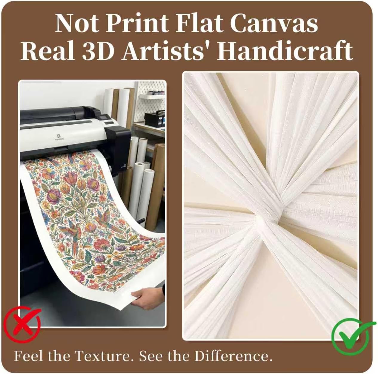 Artists' Handicraft, Extra Large Luxury 3D Fabric Neutral Textured Wall Art, Minimalist Abstract Boho Modern Long Beige Painting Wall Decor for Living Room Bedroom Hallway Office, Horizontal, 54x27 Inces