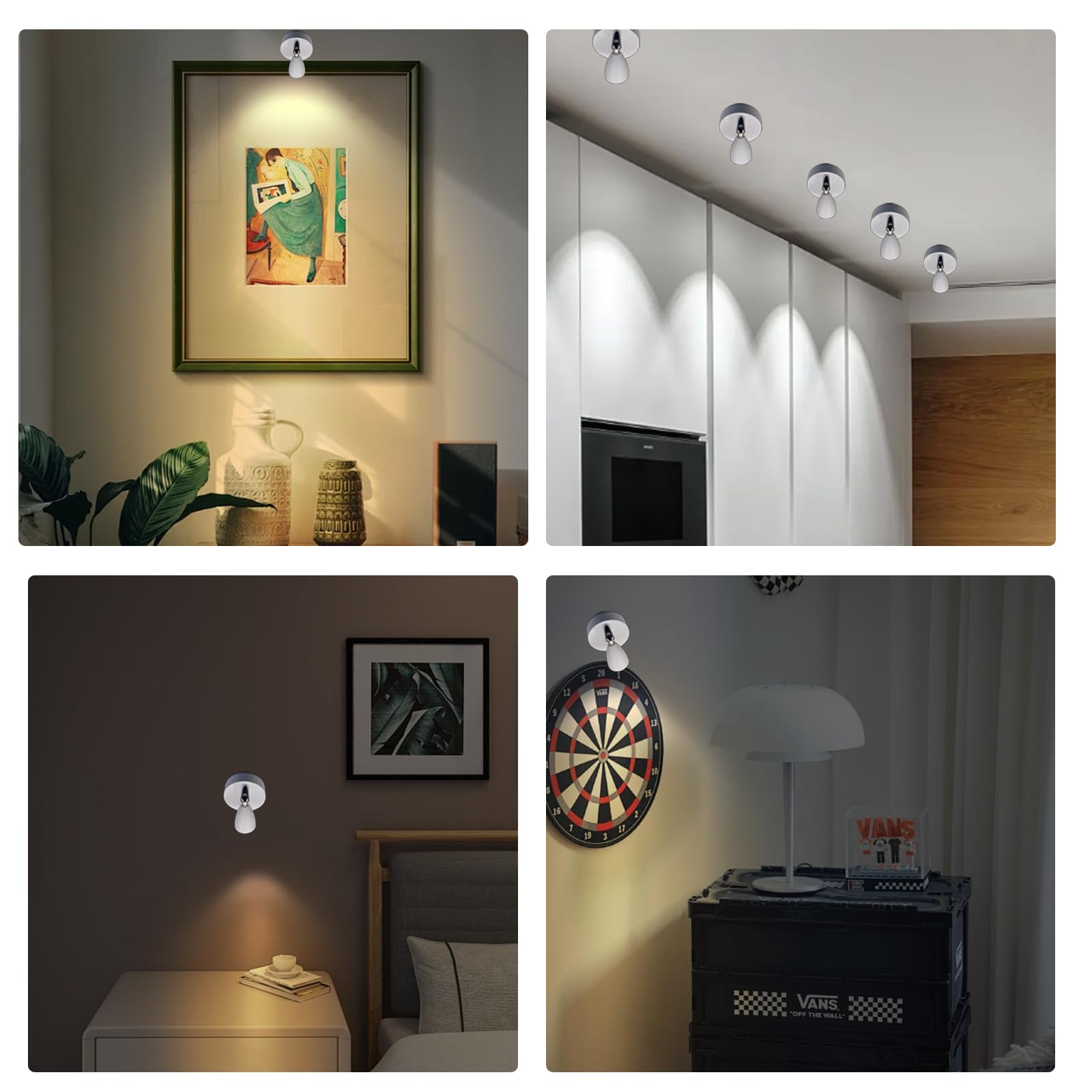 MIOBLUE Battery Powered LED Spotlight,Indoor Uplighting, Wall Picture Lights, Puck Lights with Remote, Plants Spot Light, Display Lights for Dartboard Paintings Portrait Artwork