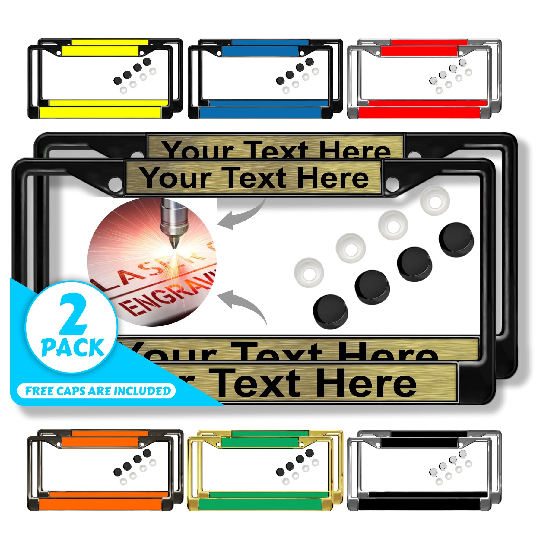 Custom Personalized Metal Laser Engraved Car License Plate Frame with Free caps - Picture 77 of 132