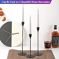 Vista 7 de Juego de 6 portavelas cónicos negros decorativos para decoración del hogar, boda, comedor, fiesta, aniversario (negro)