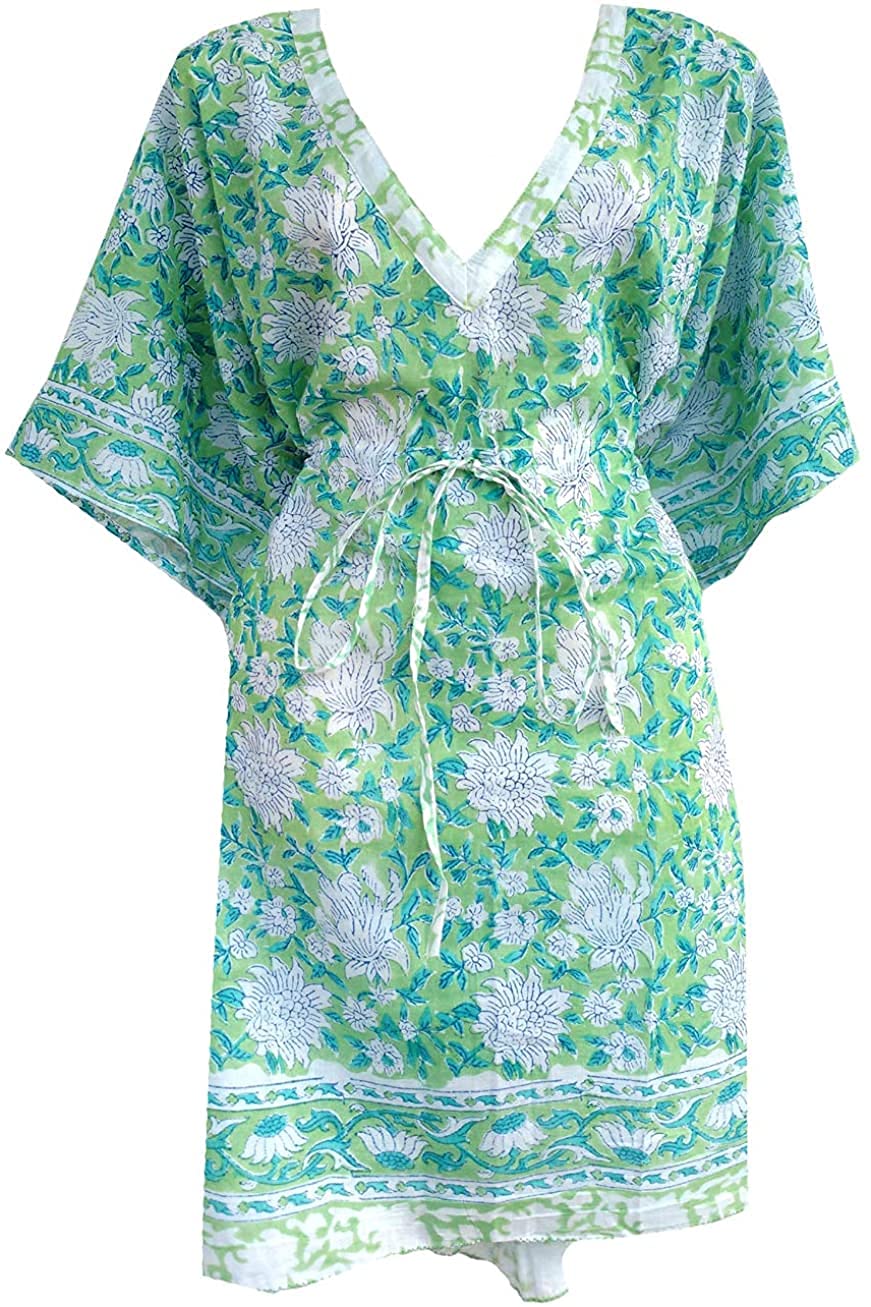 Rastogi Handicrafts100% Cotton Hand Block Print Kaftan Womenâ€™s Apparel Fabric Print Swimsuit Cover-up Beach Kaftan 13
