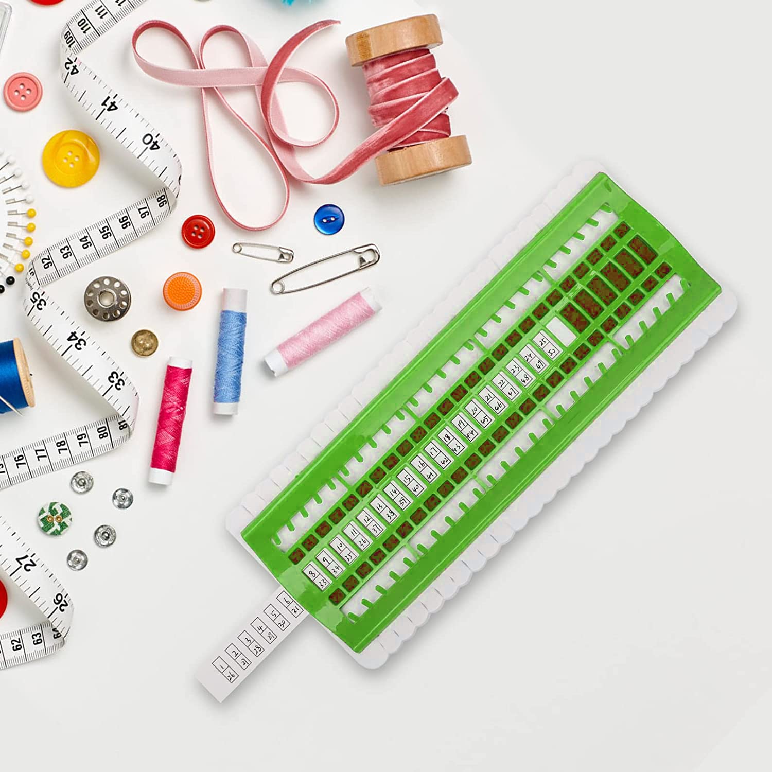 Organizzatore Filo Per Punto Croce 50 Posizioni - Porta Filo Con Carte Codice E Schiuma, Verde - Foto 10