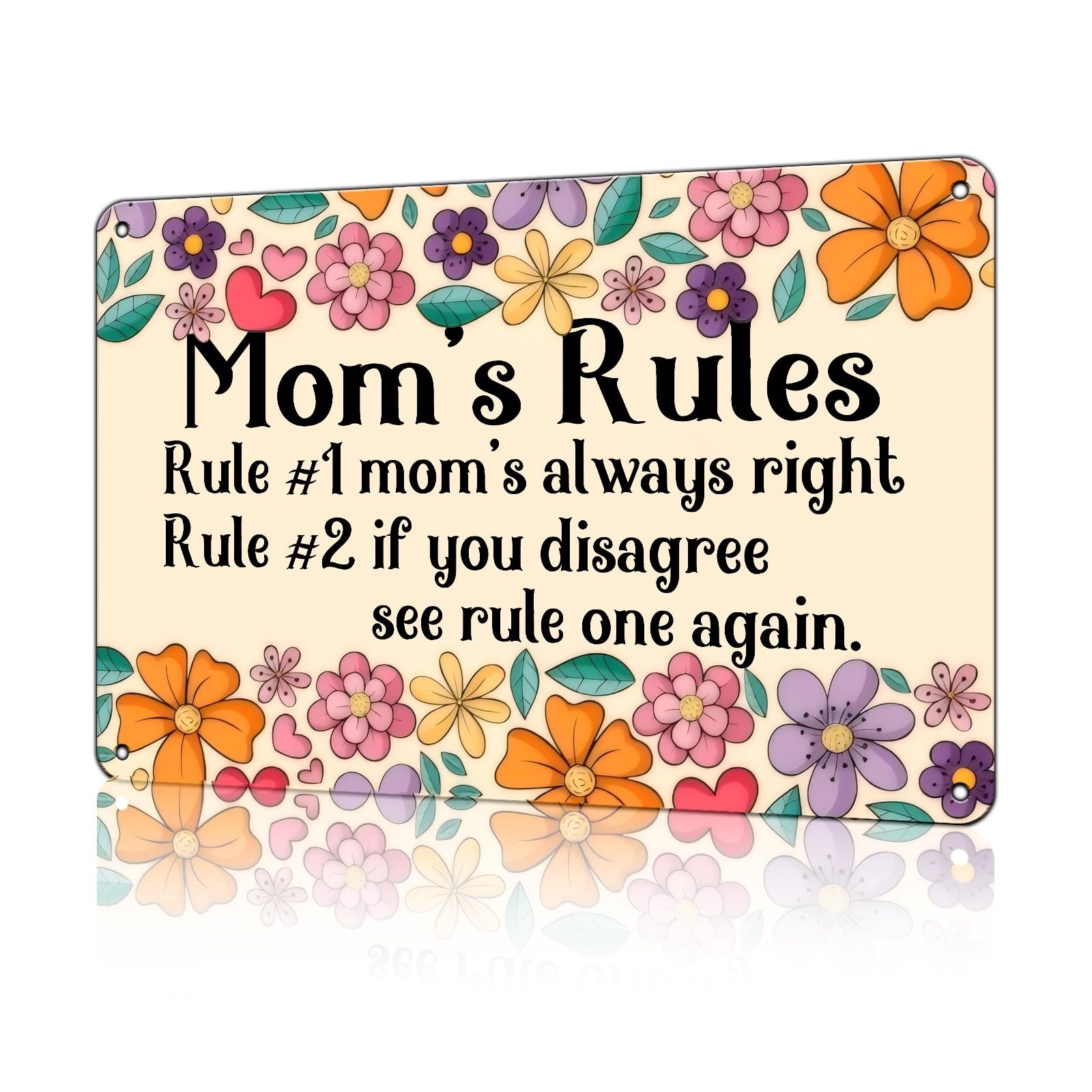 Anceky Funny Wall Decor Mom's Rules Vintage Metal Signs Tin Sign for Home Indoor Outdoor Decoration 8×12 Inch