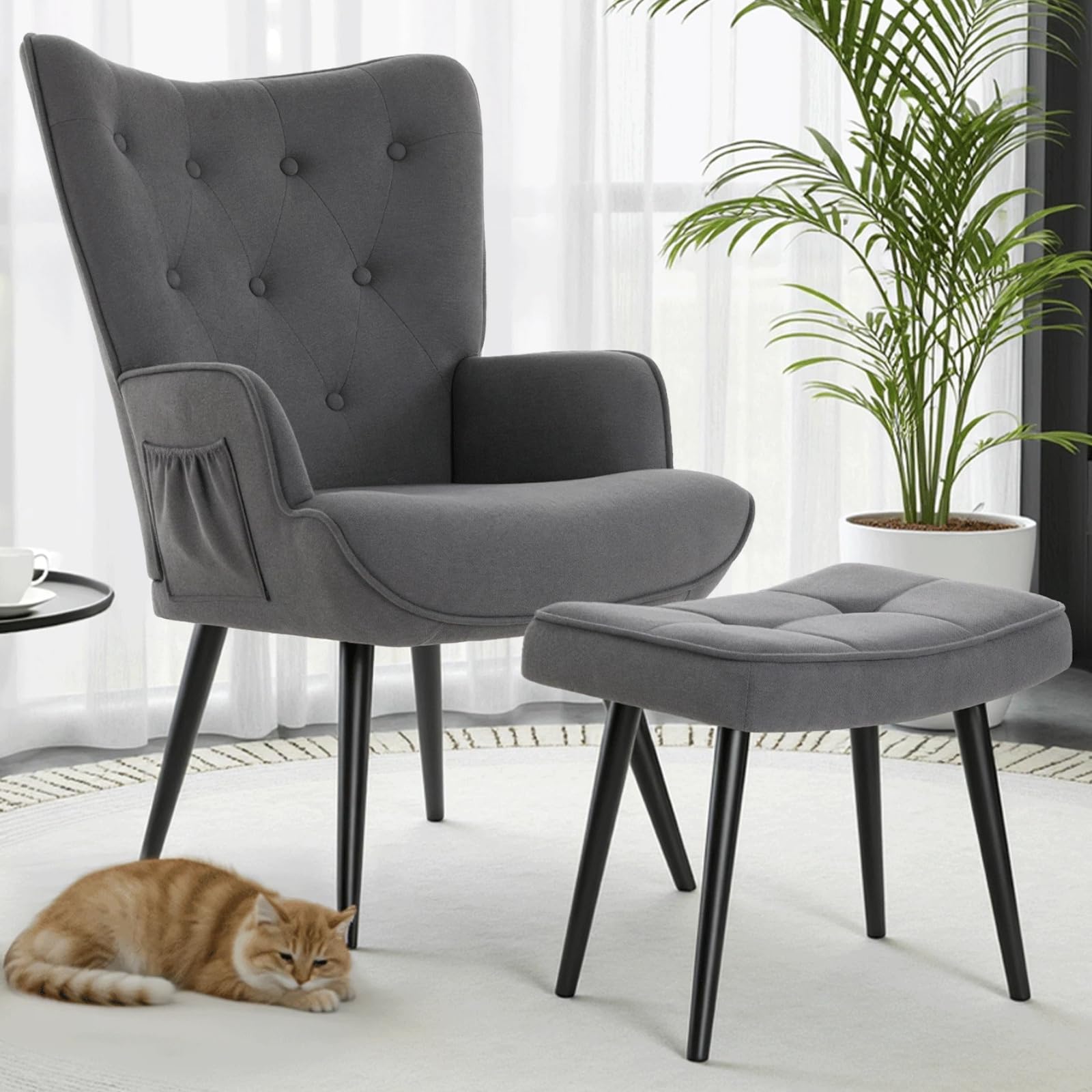 Clevich Poltrona Relax con Poggiapiedi, Comoda Sedia da Lettura in Grigio - Poltrone per Salotto & Camera, Fino a 168kg