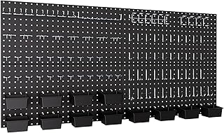 INCLY 158PCS Metal Pegboard Wall Organizer, 48x24 Inch Black Pegboard Pa...