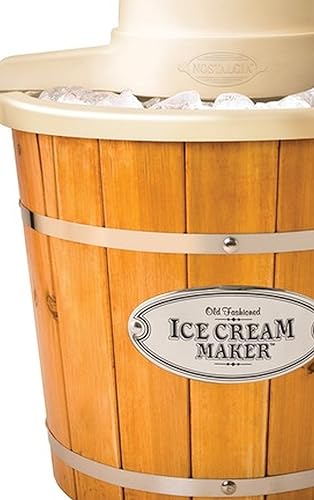 Miniatura 2 de Máquina eléctrica de helado de 4 cuartos de galón sin BPA de la colección Vintage con cubo de madera con forro fácil de limpiar