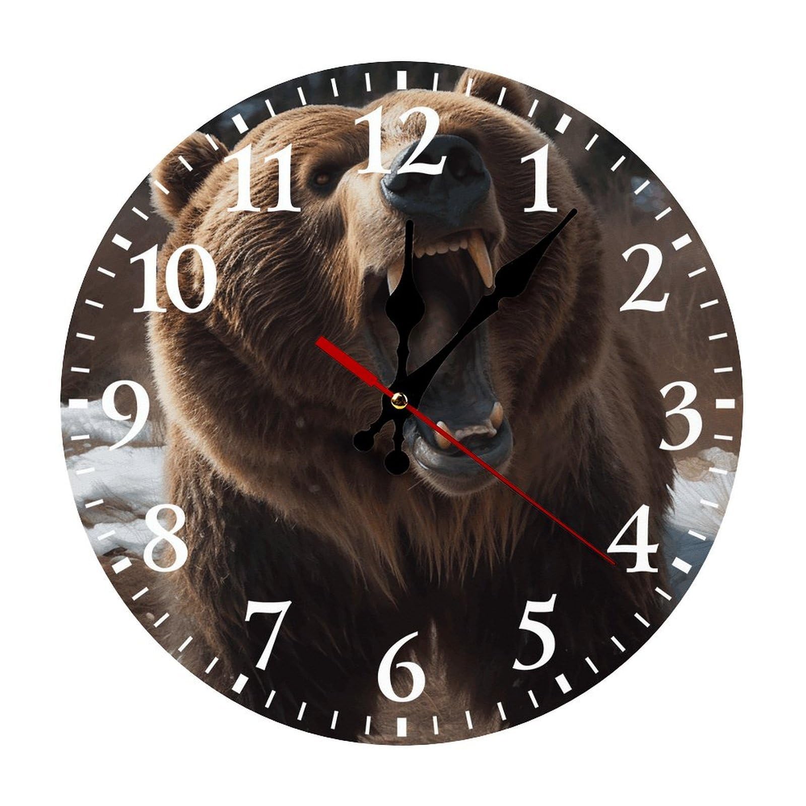 Horloge ours rugissant blanche : donnez du caractère à vos murs