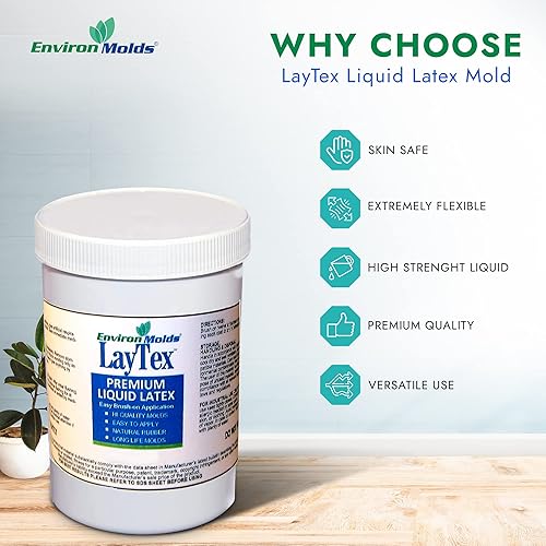 Miniatura 4 de EnvironMolds Caucho para fabricar moldes de látex líquido, 16 oz. - Calidad, flexibles, reproducciones detalladas - Fácil aplicación con cepillo o