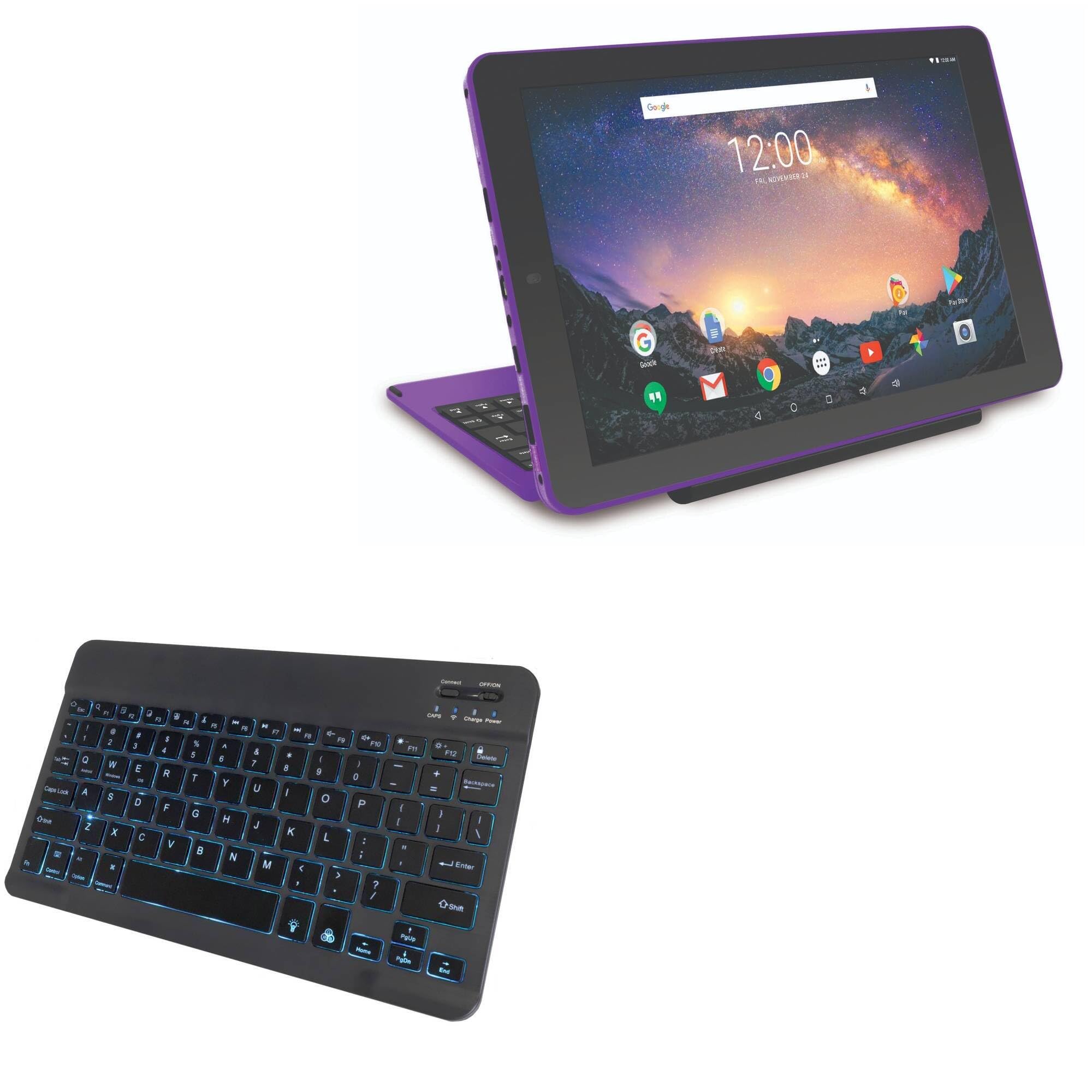 BoxWave Keyboard Compatible with RCA Galileo Pro (11.5 in) - SlimKeys Bluetooth Keyboard - with Backlight, Portable Slim LED 7 Colors - Jet Black