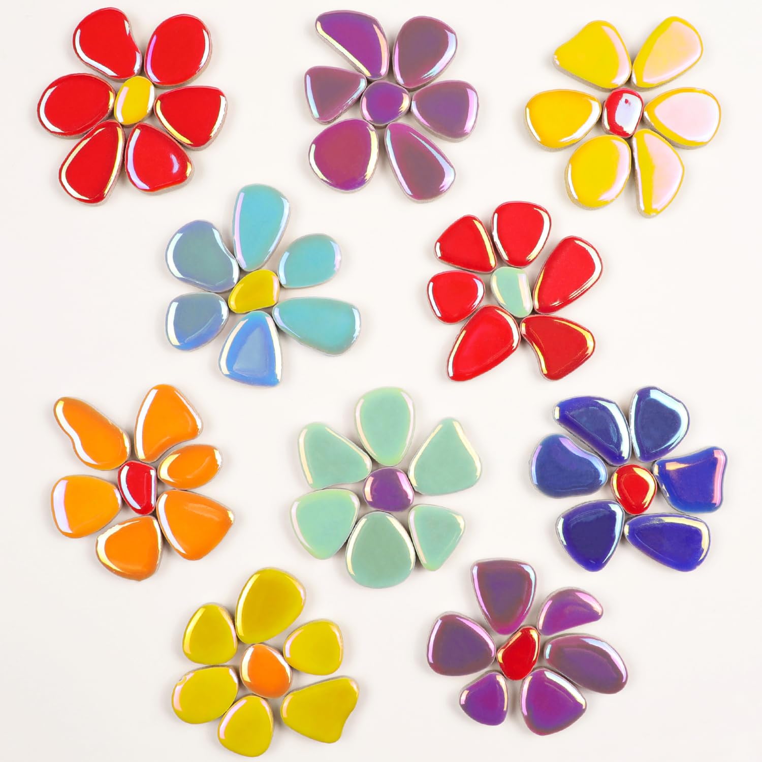 454 g (0,5 kg) schillernde, zufällige Blütenblatt-Keramik-Mosaikfliesen für Bastelarbeiten, Großpackung für Kunst, Glasmosaikstücke, Mini-Kieselsteine, gebrochene Keramikfliesen für