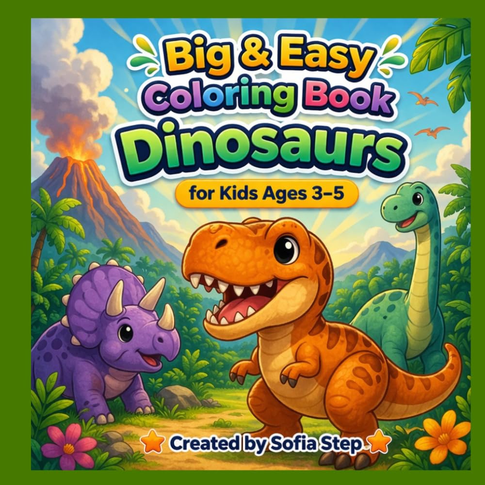 Big & Easy Coloring Book for Kids Ages 3–5: Dinosaurs (My First Coloring)