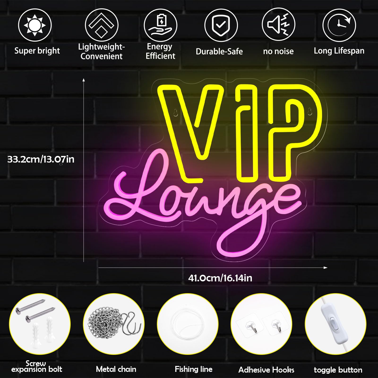 VIP Lounge Neon Signs for Wall Decor, VIP LED Neon Light Signs for