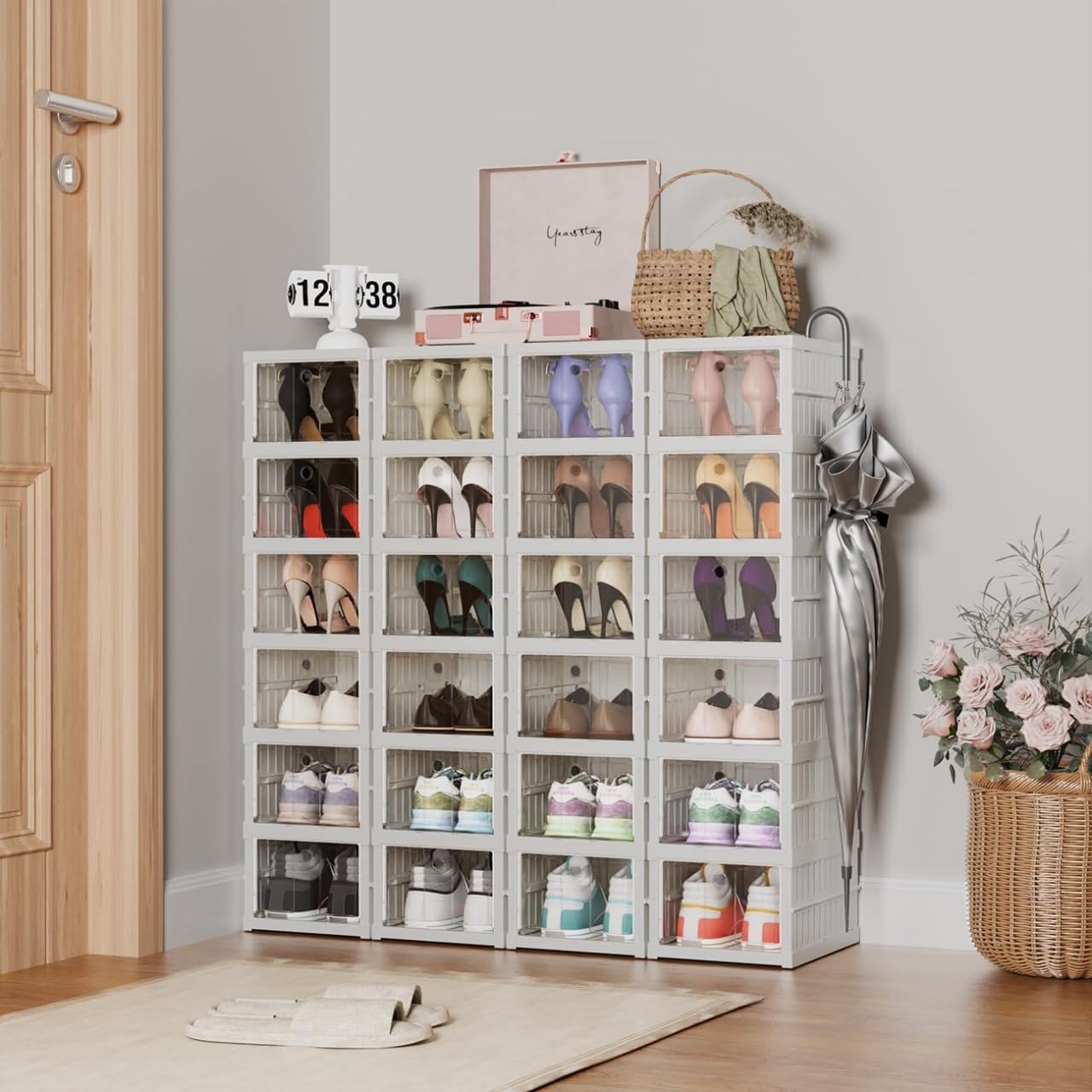 Mechdel Plastic Shoe Organizer Rack, 5 Tier Vertical Narrow Shelves, for Small Spaces, Closet, Black, Stackable Cabinet, Entryway Storage, Boots Organizer Stand (Black, 10 Tier) (B0DCG3N7B3) Amazon Price History, Amazon Price Tracker