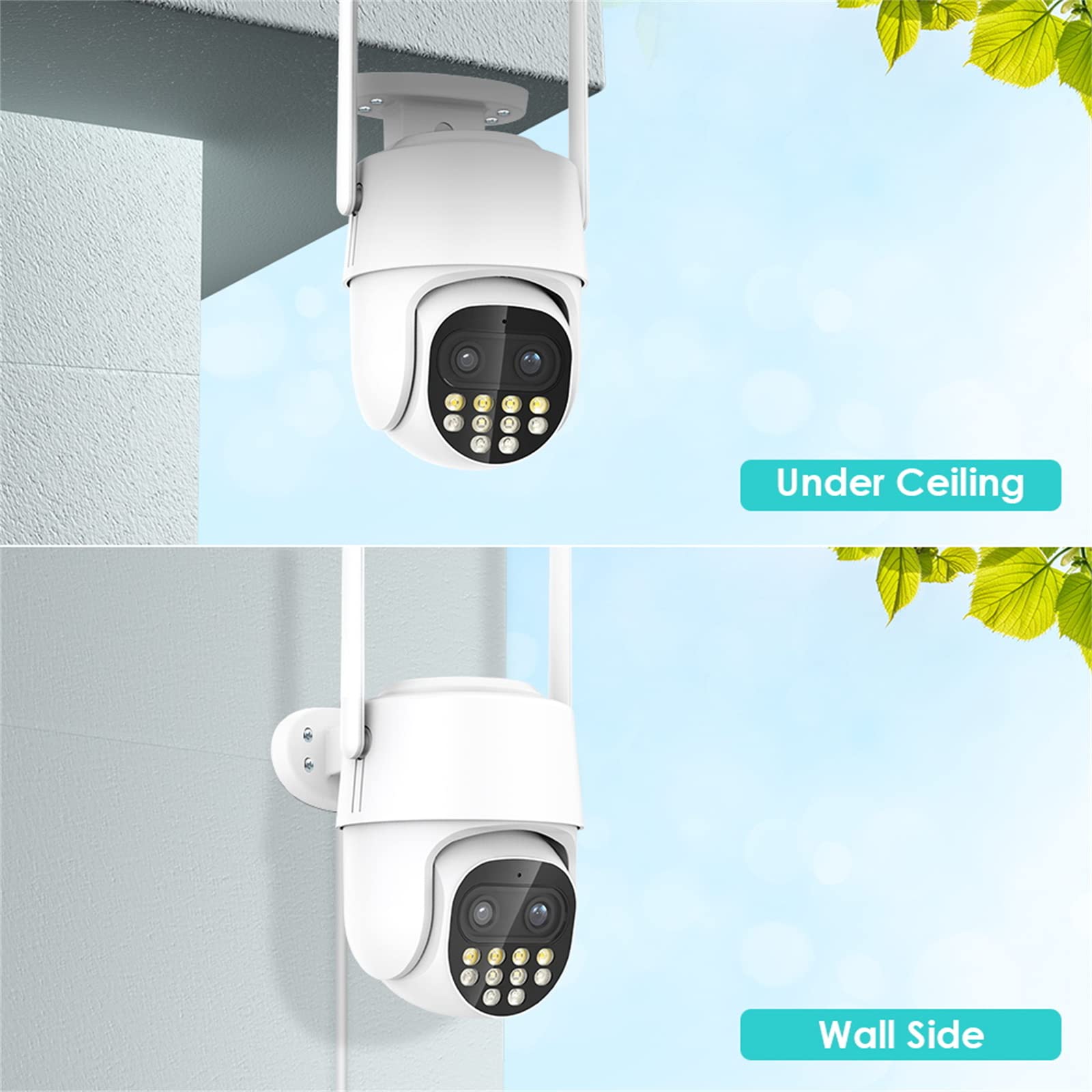 Cámara De Seguridad 2K para Exteriores, Cámara IP WiFi PTZ De 4MP, Lente Dual, Detección Humana Ai, Seguimiento Automático, CCTV, Visión Nocturna En Color, Conversación Bidireccional,with 64g Card