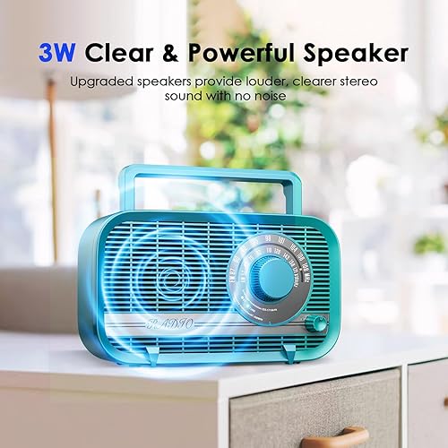Miniatura 4 de Audiocrazy Radio con Bluetooth, Radio portátil AM FM, enchufe de pared y reproducción, o radios con pilas AA, mejor recepción Radio retro vintage