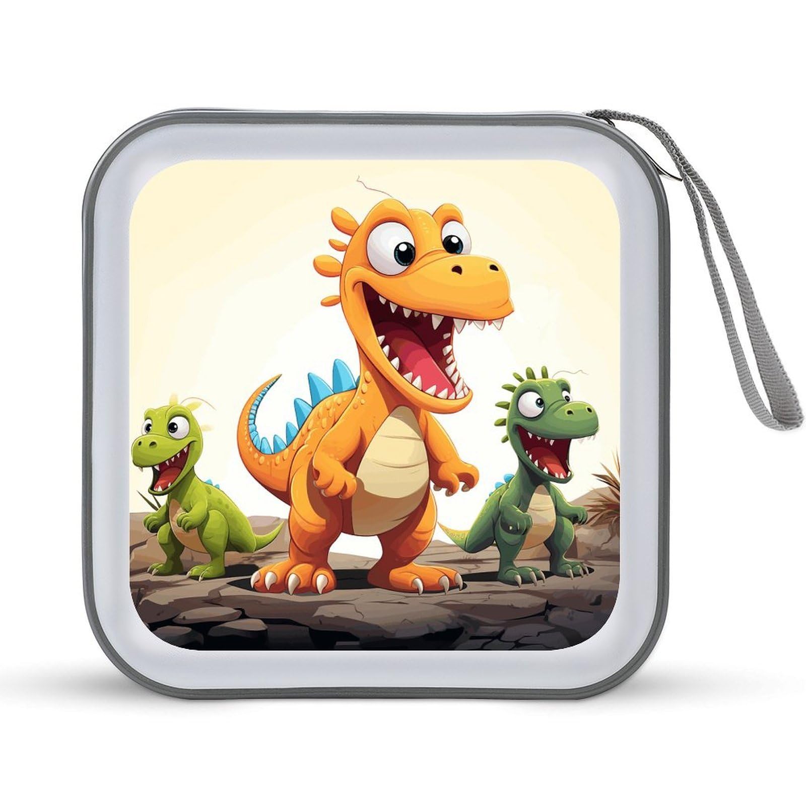 FekiLoot Cartoon Dinosaur Images CD Case Portable DVD Case Holder Large Storage Disc Wallet Bag 40 Capacity Hard Plastic Disc Cases Storage Binder DVD Case Wallet for Car Home Travel