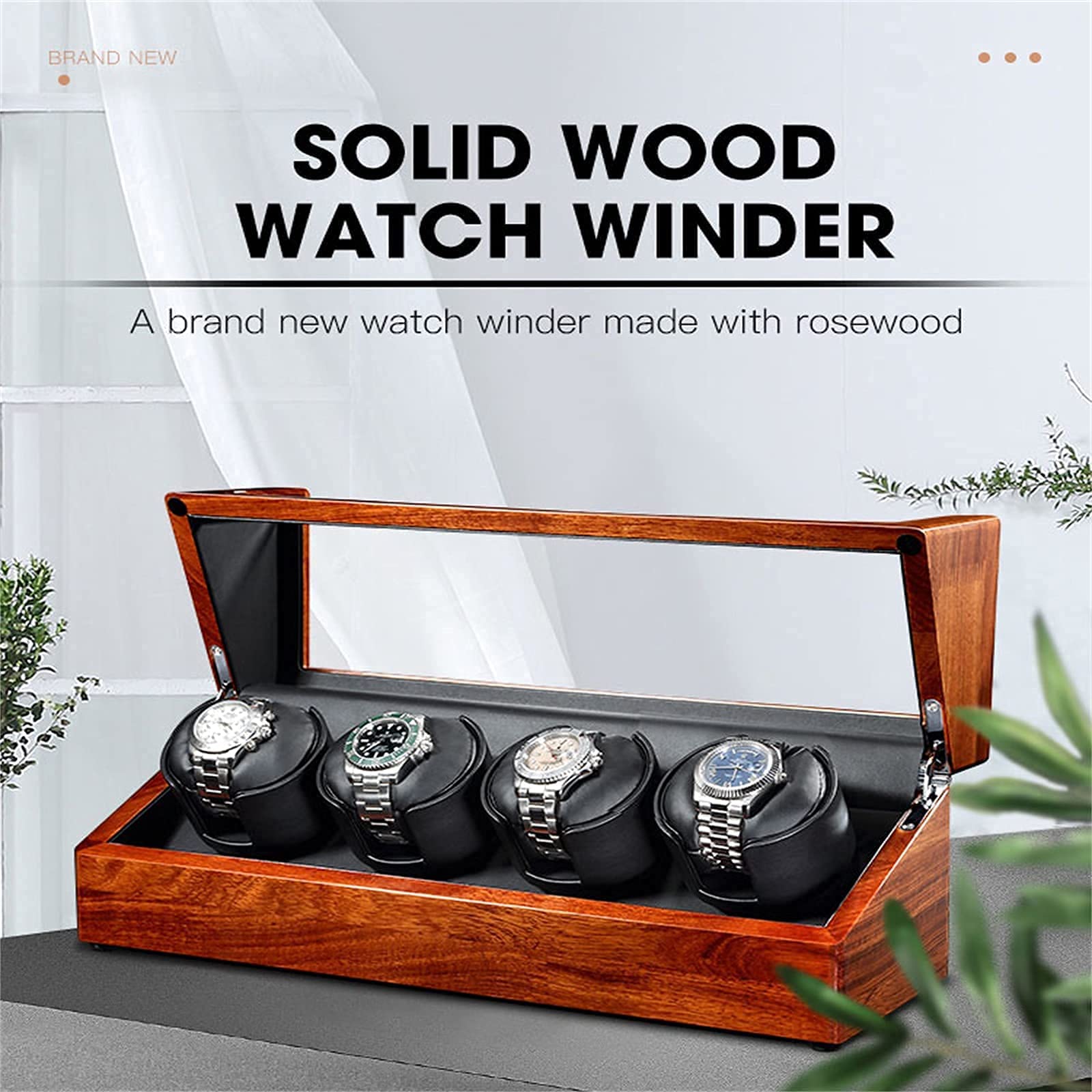 1-4 para cajas de relojes automáticas, relojes giratorios de relojes, caja de reloj giratoria, agitador de relojes, motor supersilencioso alimentado por batería o alimentado por CA (3 epítopos negros