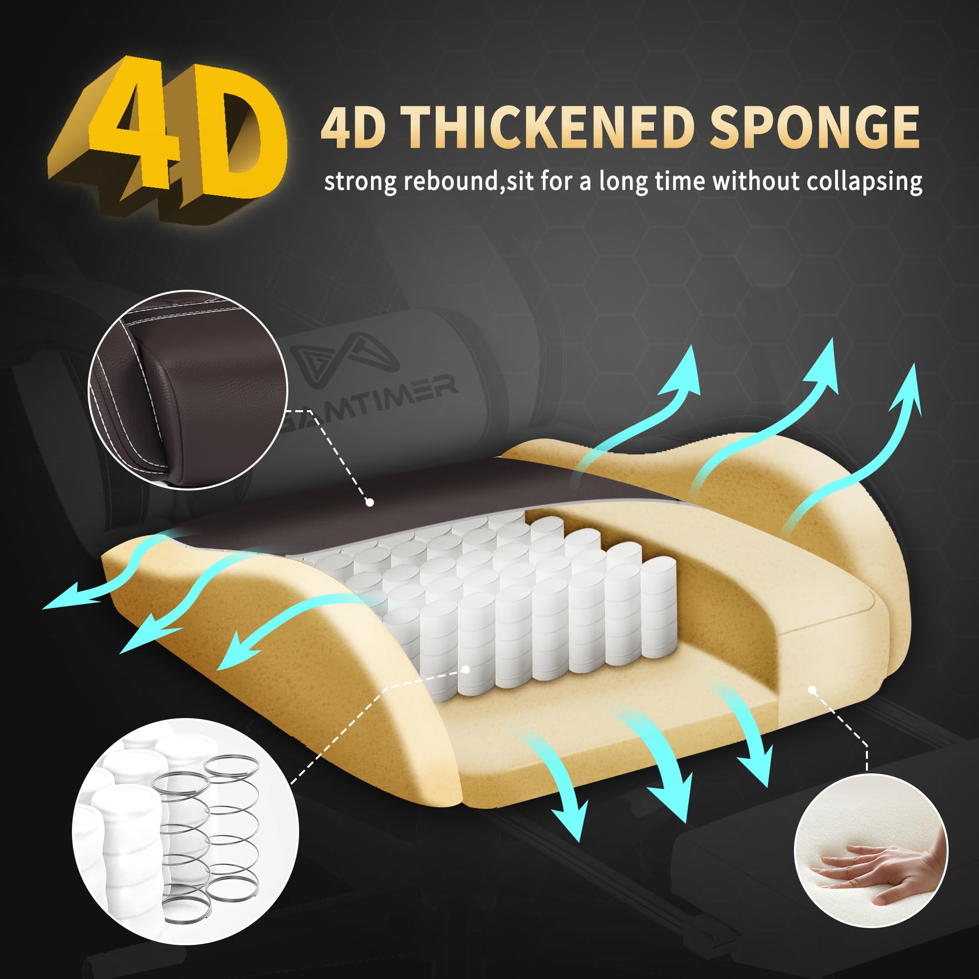 Gaming Chair, 400 lbs Adult Chair, High Back Computer Chair with Footrest and Linked Armrests, Office Video Game Chair with Lumbar Support ()