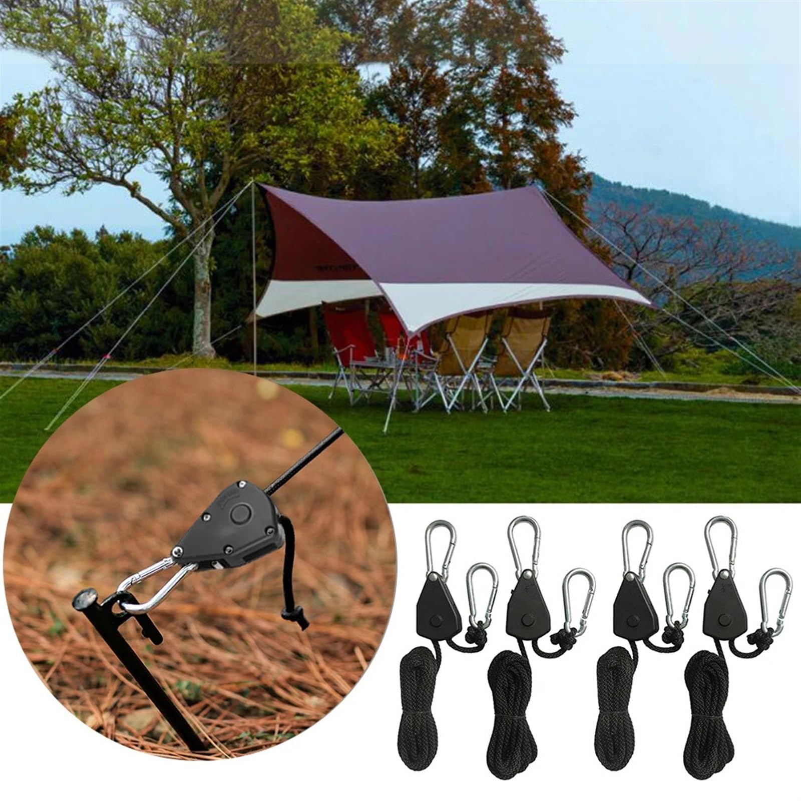Polea de suspensión con trinquete for cuerda de kayak, polea de suspensión de 2 metros, trinquete de bloqueo, gancho de polea de elevación for acampar para polea(10 Piece)